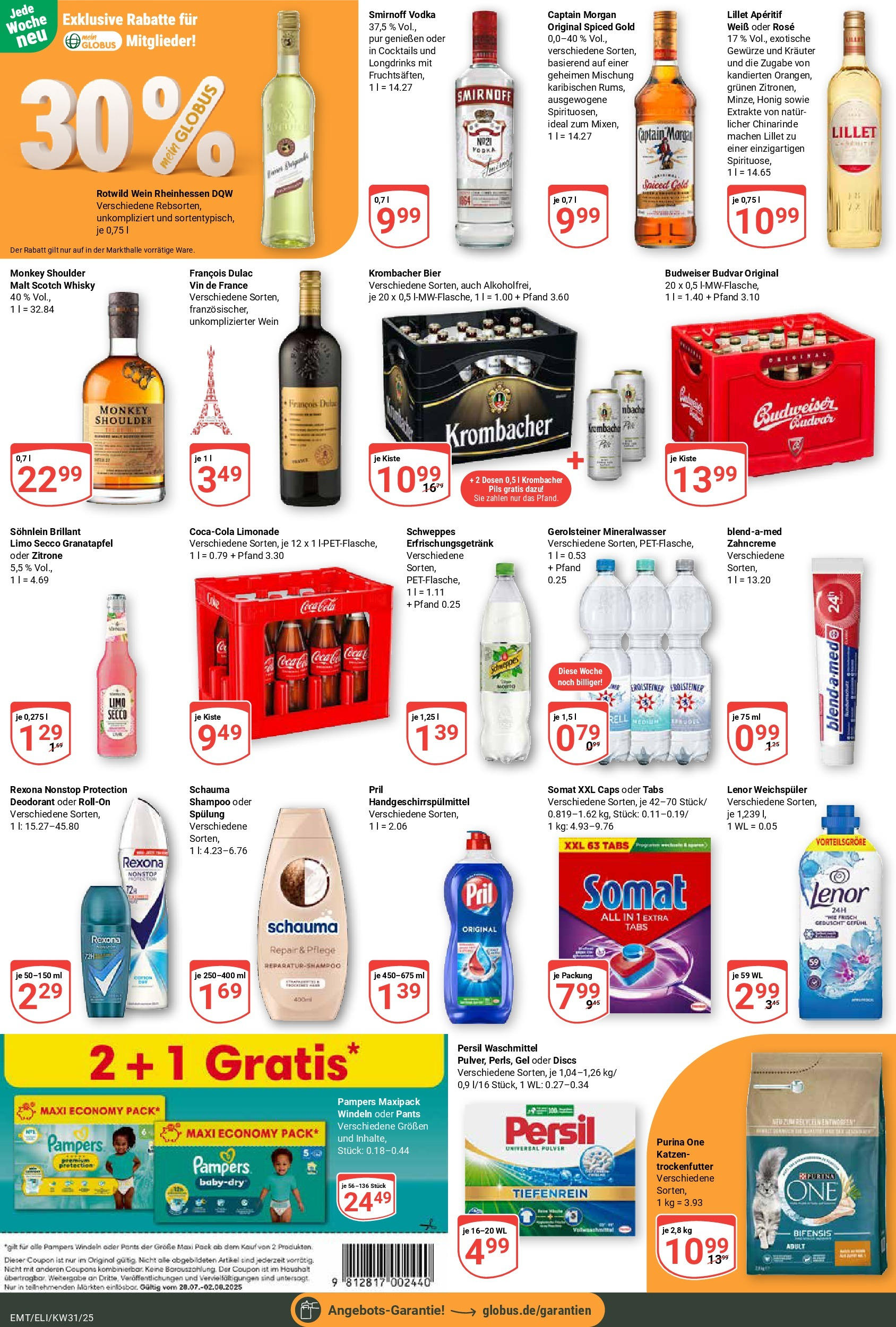 Globus prospekt Mittelhausen	 (ab 28.07.2025) » Angebote online | Seite: 4 | Produkte: Lenor, Bier, Shampoo, Vodka