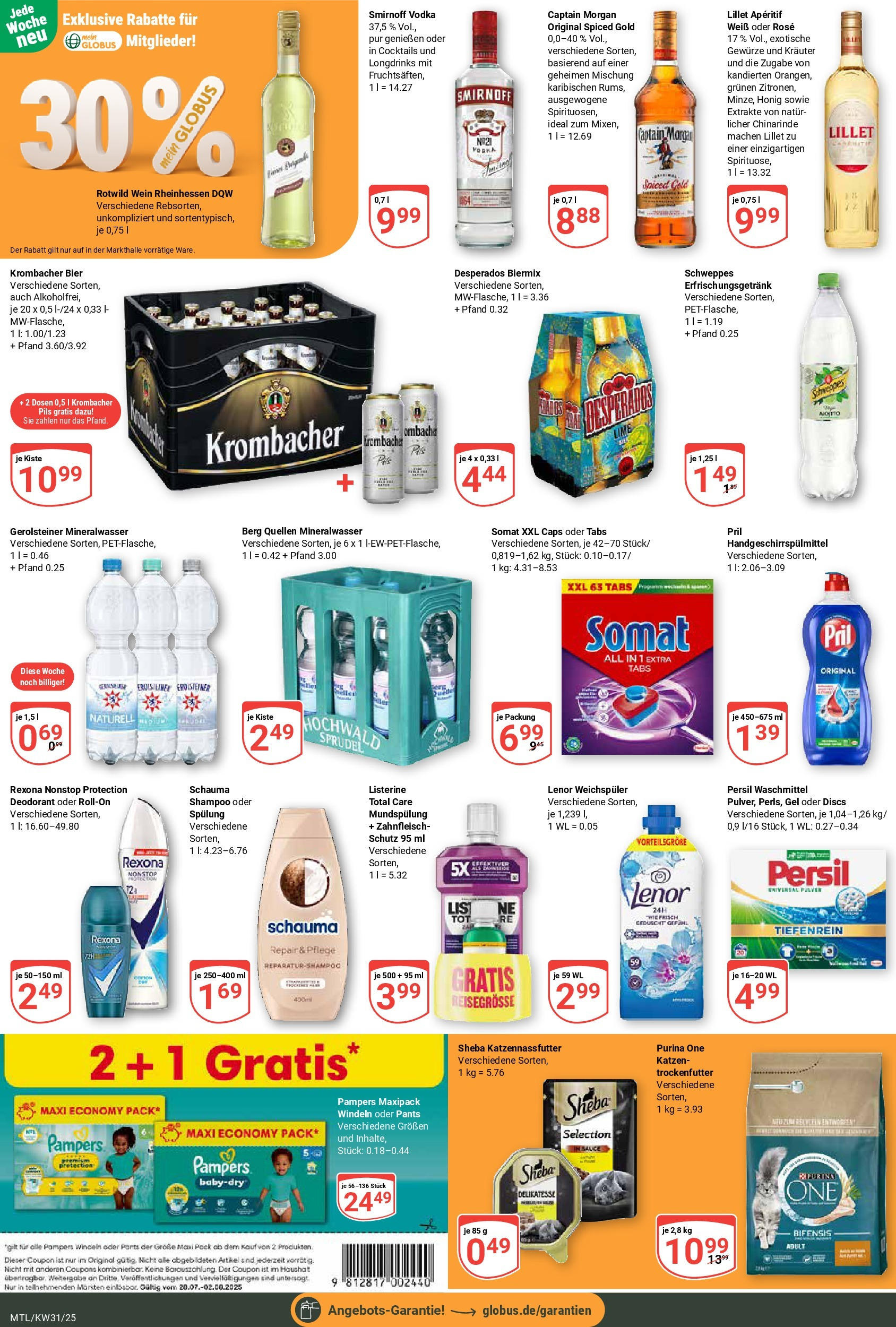 Globus prospekt Maintal-Dörnigheim (ab 28.07.2025) » Angebote ab Montag | Seite: 5 | Produkte: Purina one, Sheba, Pampers, Schweppes Globus prospekt Maintal-Dörnigheim (ab 28.07.2025) » Angebote online | Seite: 5 | Produkte: Purina one, Sheba, Pampers, Schweppes