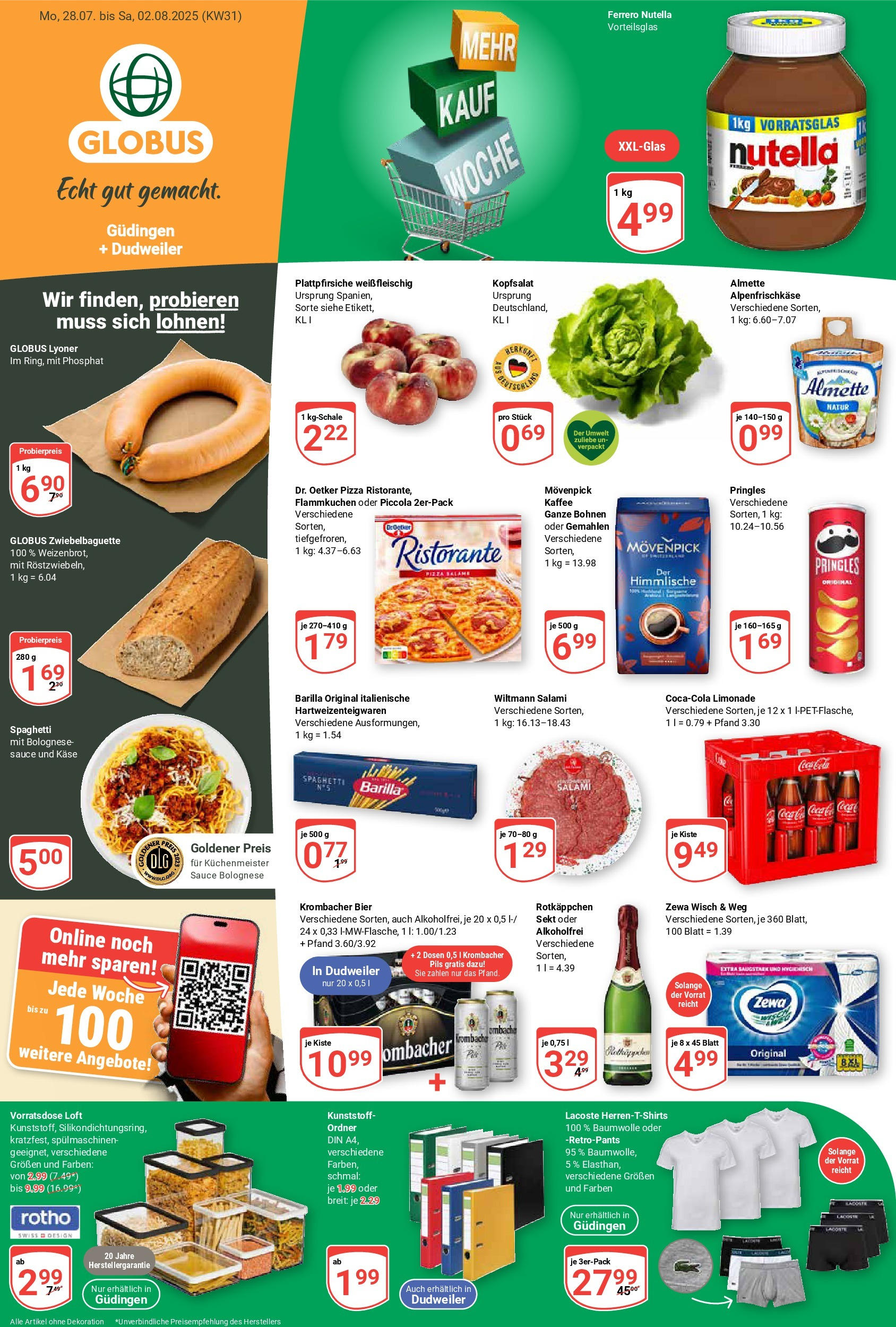 Globus prospekt Saarbrücken-Dudweiler	 (ab 28.07.2025) » Angebote online | Seite: 3 | Produkte: Pils, Rotkäppchen, Salami, Pizza