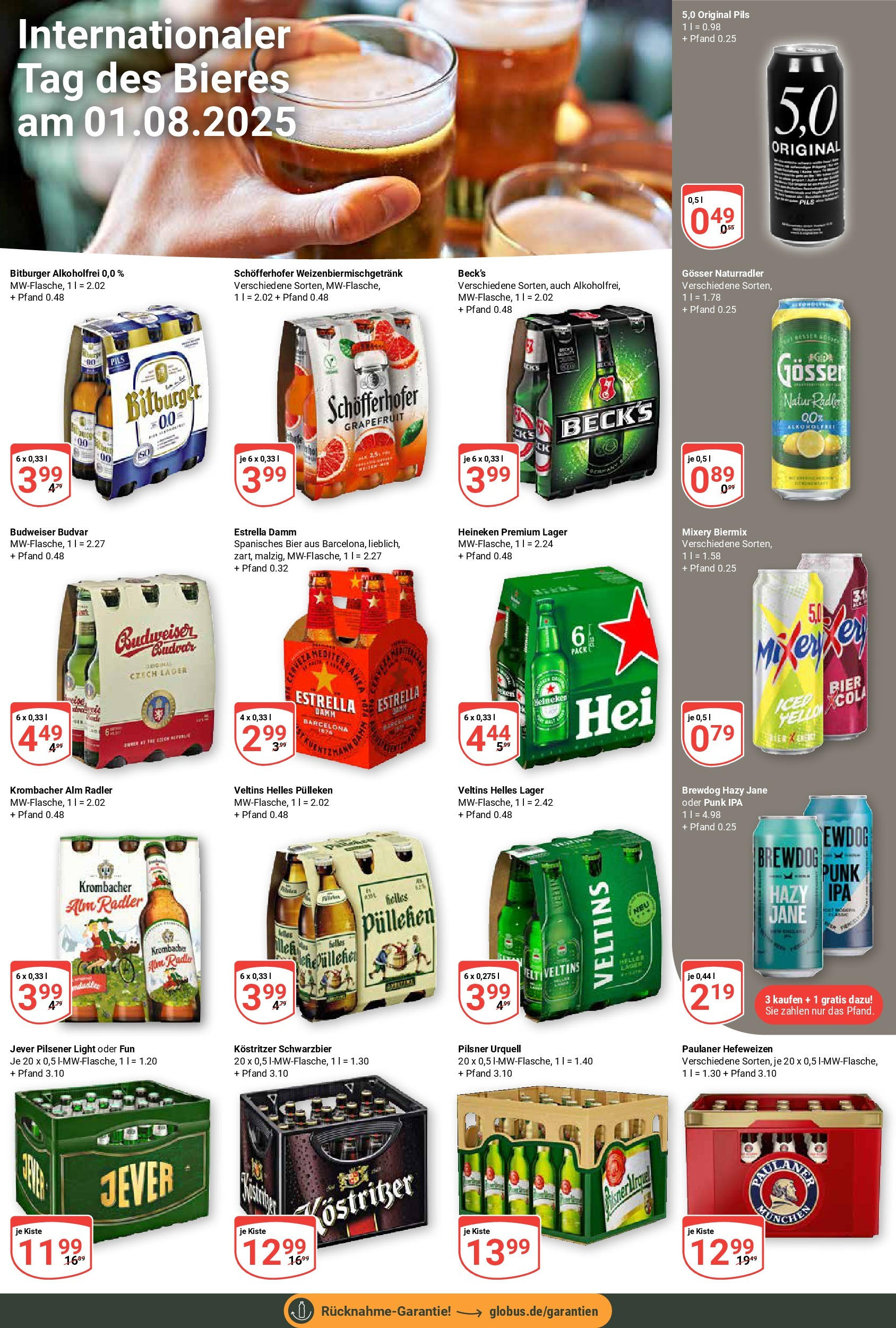 Globus prospekt Hamburg (ab 28.07.2025) » Angebote ab Montag | Seite: 19 | Produkte: Heineken, Pilsner urquell, Jever, Paulaner Globus prospekt Hamburg (ab 28.07.2025) » Angebote online | Seite: 19 | Produkte: Heineken, Pilsner urquell, Jever, Paulaner