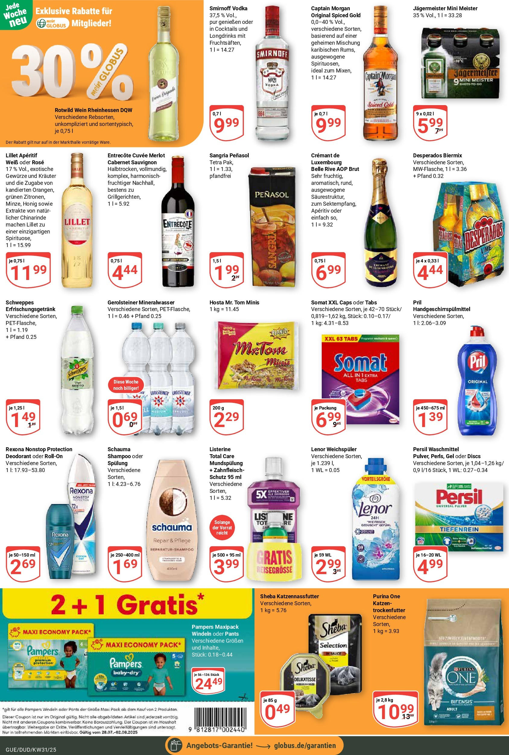 Globus prospekt Saarbrücken-Dudweiler	 (ab 28.07.2025) » Angebote online | Seite: 5 | Produkte: Pampers, Spülung, Schweppes, Desperados