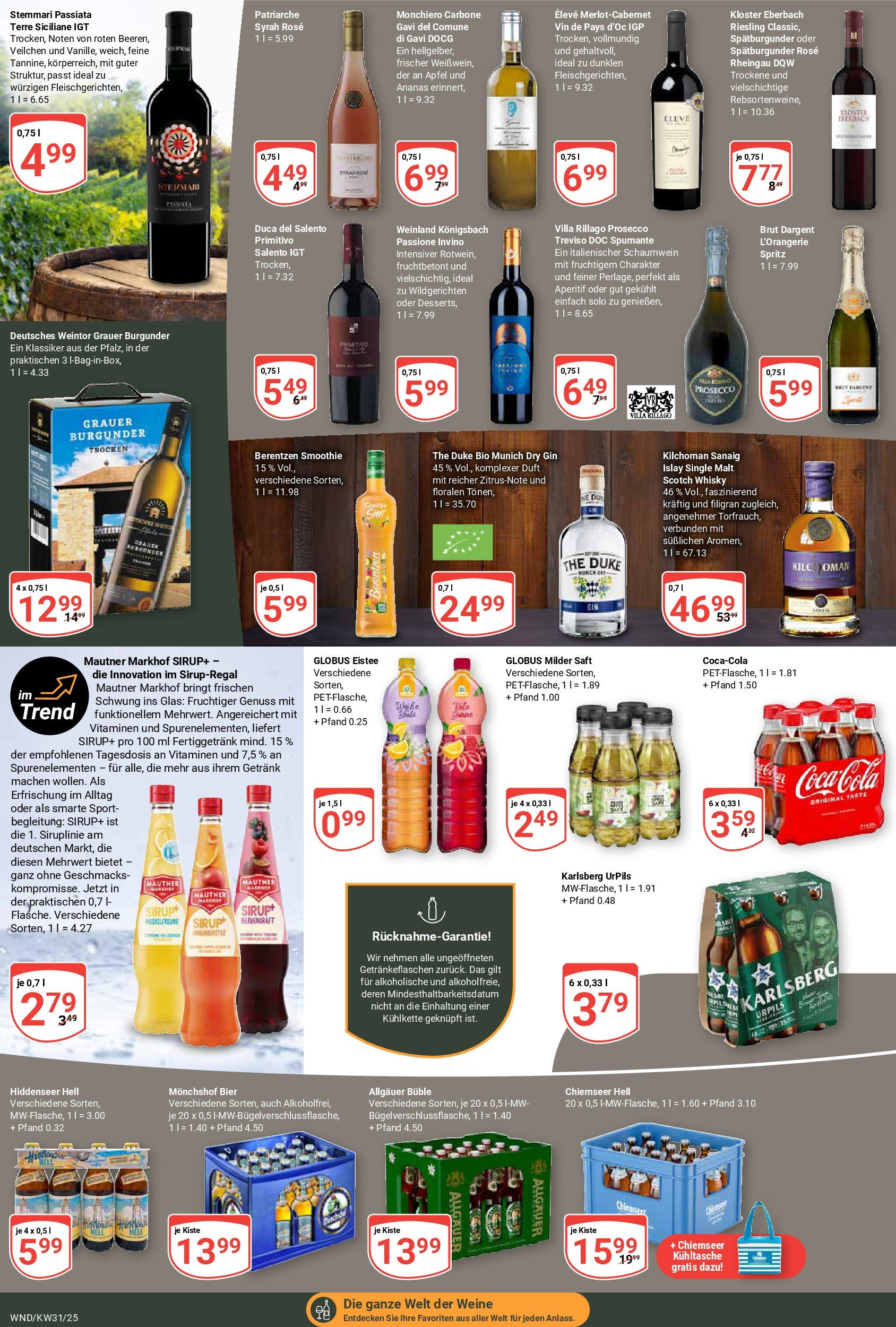 Globus prospekt St. Wendel (ab 28.07.2025) » Angebote ab Montag | Seite: 14 | Produkte: Whisky, Duft, Sirup, Berentzen Globus prospekt St. Wendel (ab 28.07.2025) » Angebote online | Seite: 14 | Produkte: Whisky, Duft, Sirup, Berentzen