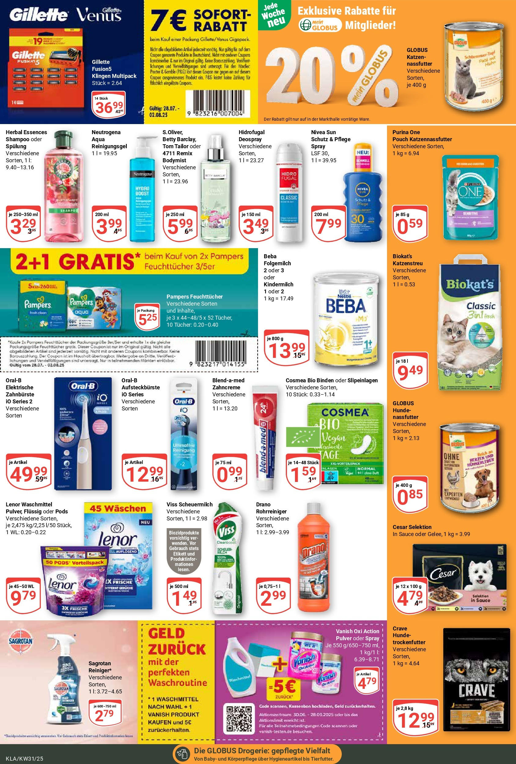 Globus prospekt Kaiserslautern (ab 28.07.2025) » Angebote ab Montag | Seite: 16 | Produkte: Purina one, Pampers, Shampoo, Zahnbürste Globus prospekt Kaiserslautern (ab 28.07.2025) » Angebote online | Seite: 16 | Produkte: Purina one, Pampers, Shampoo, Zahnbürste