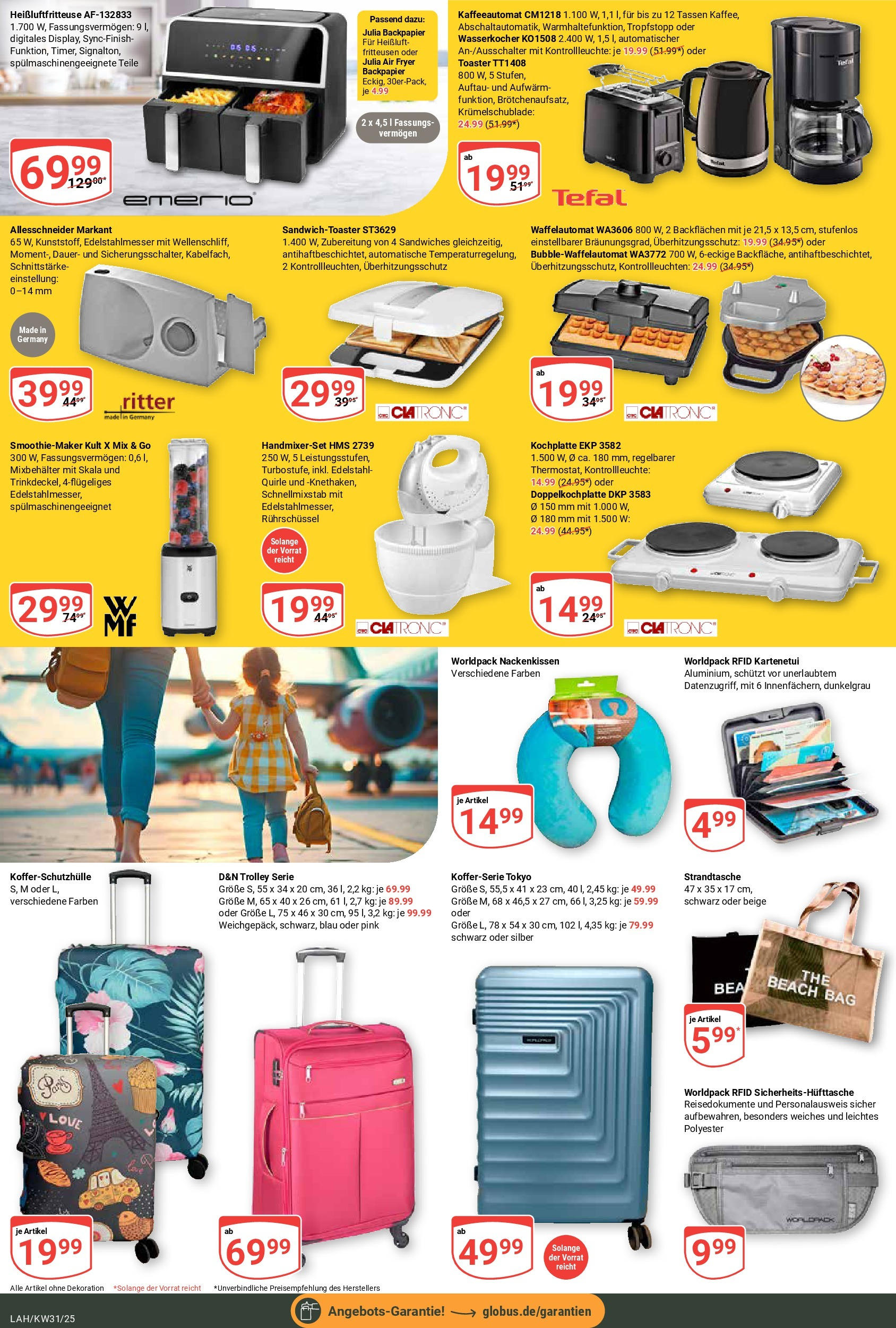 Globus prospekt Lahnstein (ab 28.07.2025) » Angebote ab Montag | Seite: 23 | Produkte: Wasserkocher, Toaster, Kochplatte, Heißluftfritteuse Globus prospekt Lahnstein (ab 28.07.2025) » Angebote online | Seite: 23 | Produkte: Wasserkocher, Toaster, Kochplatte, Heißluftfritteuse