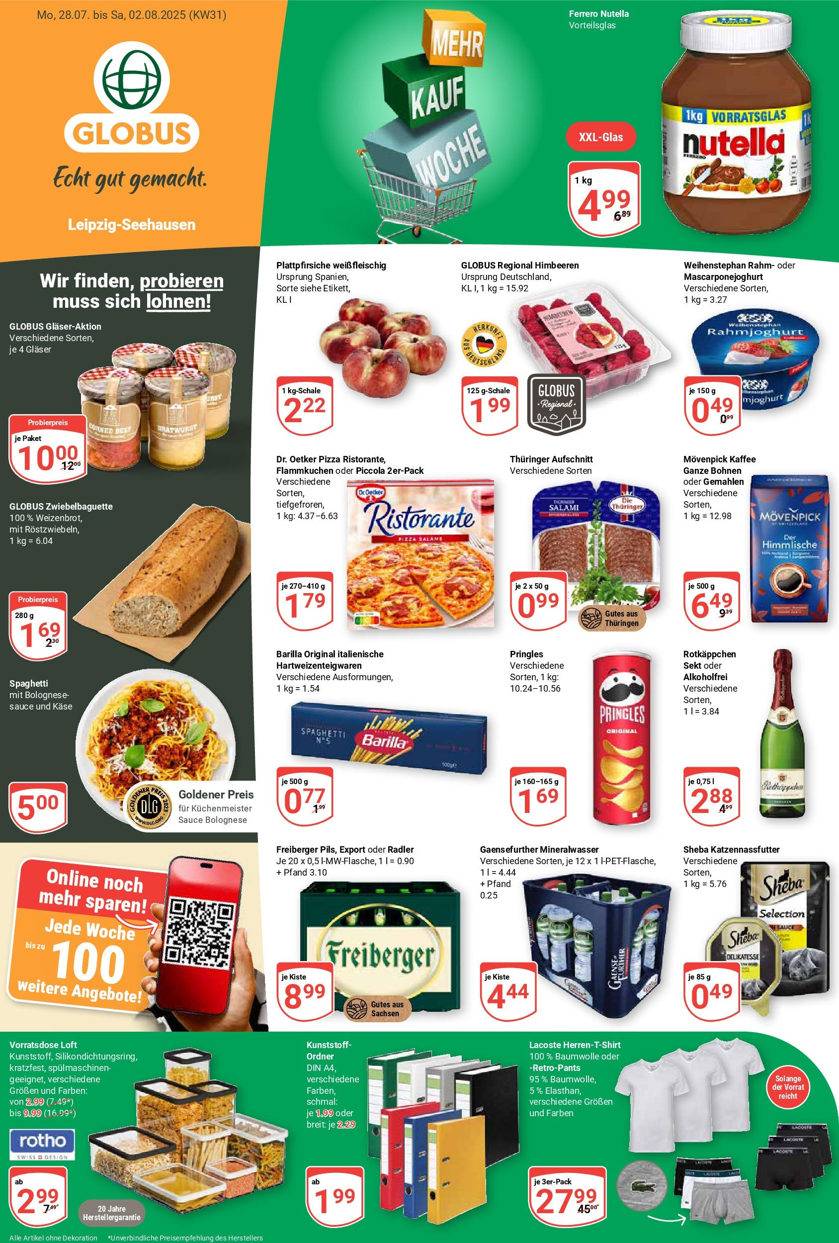 Globus prospekt Leipzig (ab 28.07.2025) » Angebote ab Montag | Seite: 5 | Produkte: Käse, Bratwurst, Mineralwasser, Nutella Globus prospekt Leipzig (ab 28.07.2025) » Angebote online | Seite: 5 | Produkte: Käse, Bratwurst, Mineralwasser, Nutella