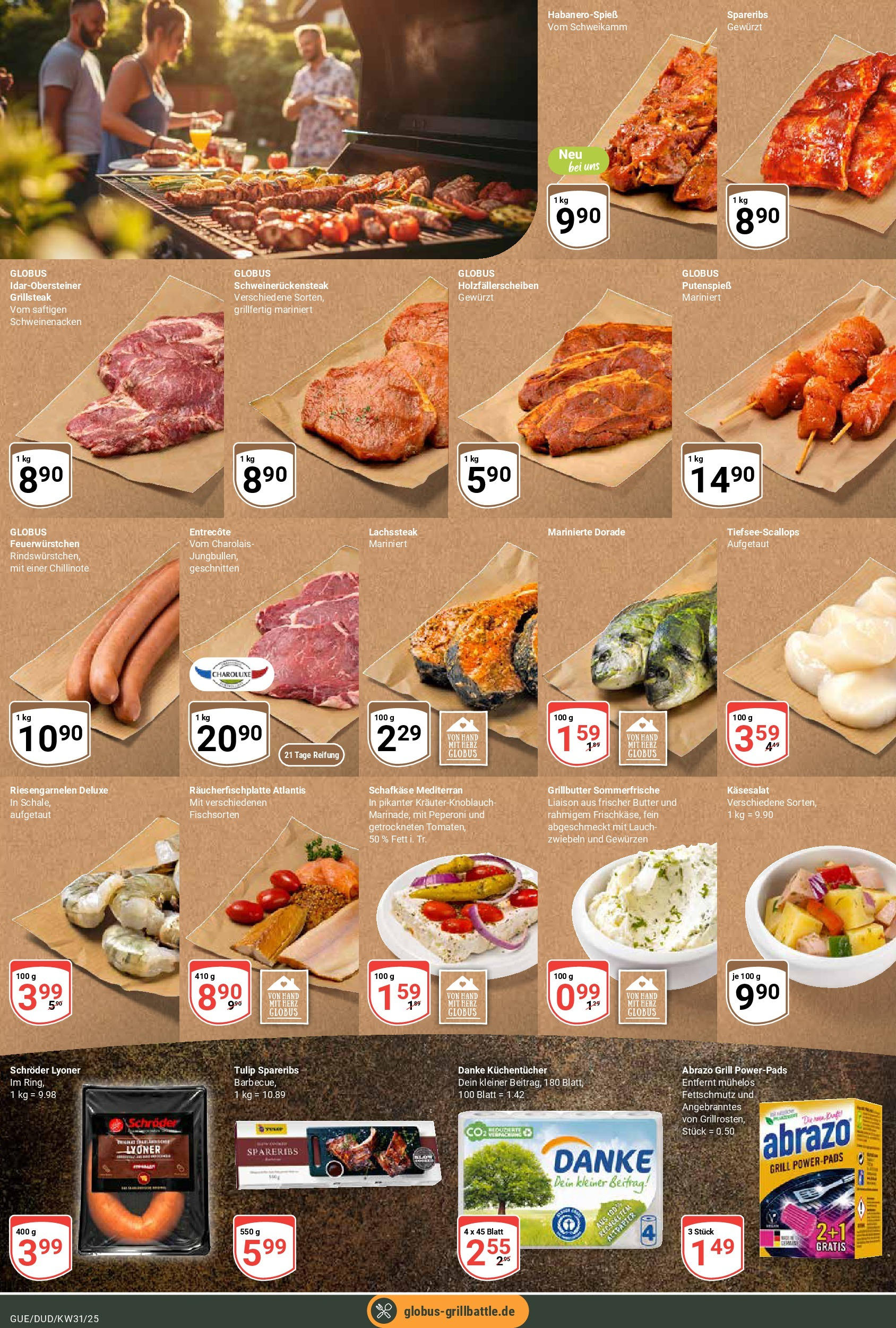 Globus prospekt Saarbrücken-Dudweiler	 (ab 28.07.2025) » Angebote online | Seite: 10 | Produkte: Grill, Butter, Schweinenacken, Entrecote