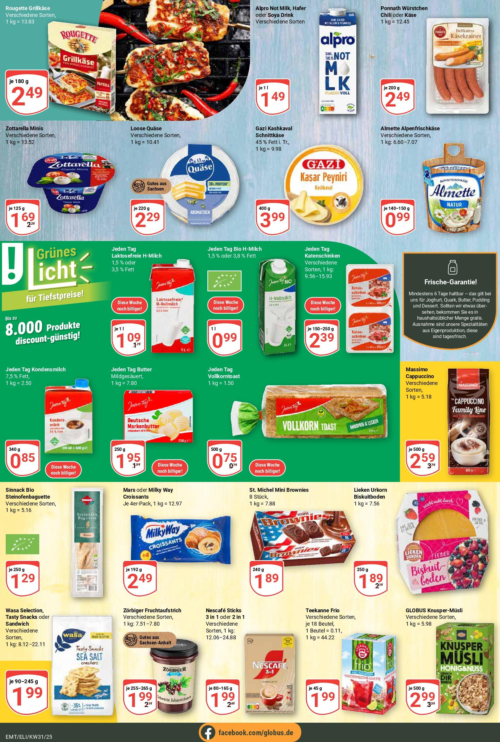 Globus prospekt Mittelhausen	 (ab 28.07.2025) » Angebote online | Seite: 13 | Produkte: Nescafe, Käse, Käsekrainer, Pudding