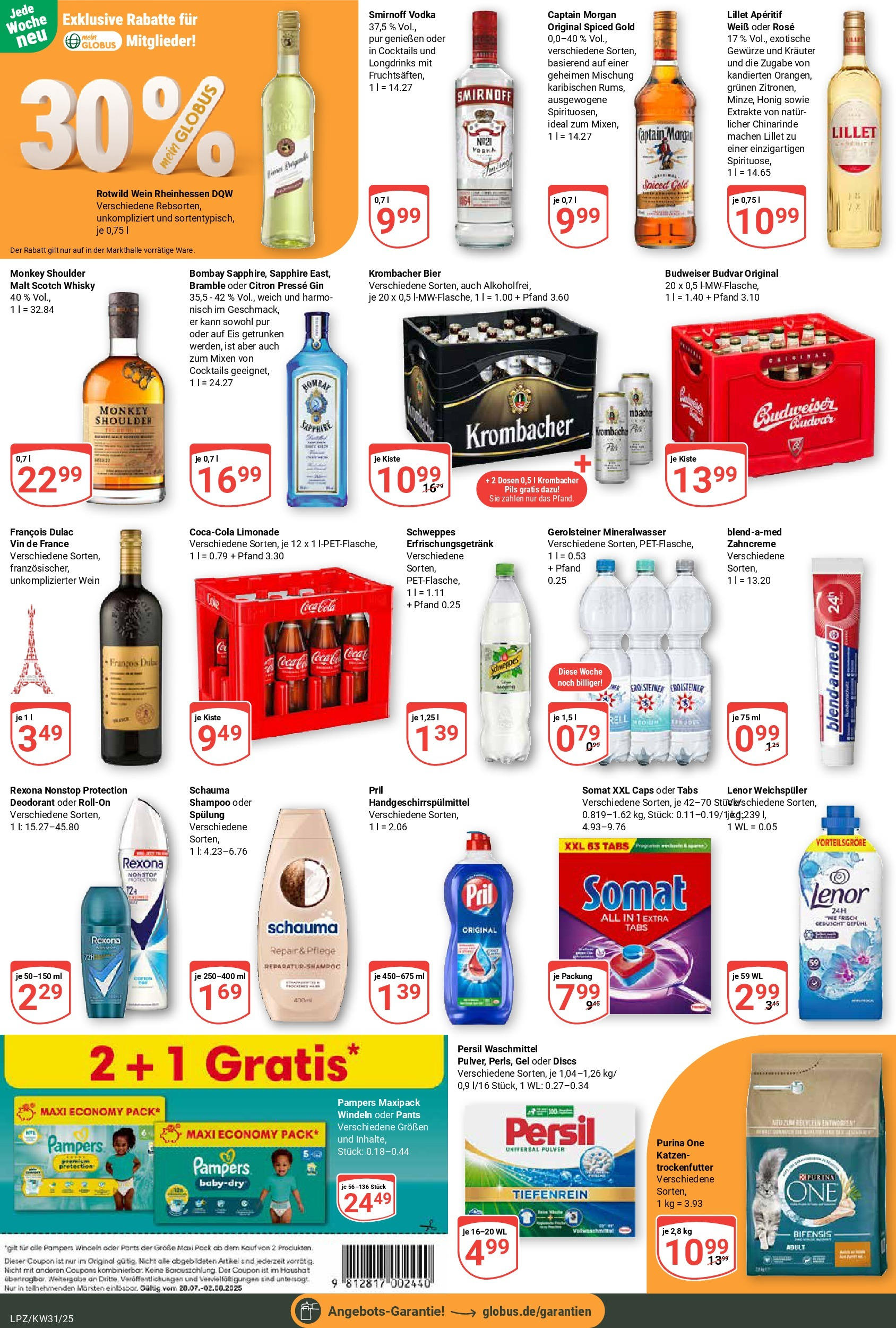 Globus prospekt Leipzig (ab 28.07.2025) » Angebote ab Montag | Seite: 7 | Produkte: Pils, Spülung, Deodorant, Wein Globus prospekt Leipzig (ab 28.07.2025) » Angebote online | Seite: 7 | Produkte: Pils, Spülung, Deodorant, Wein