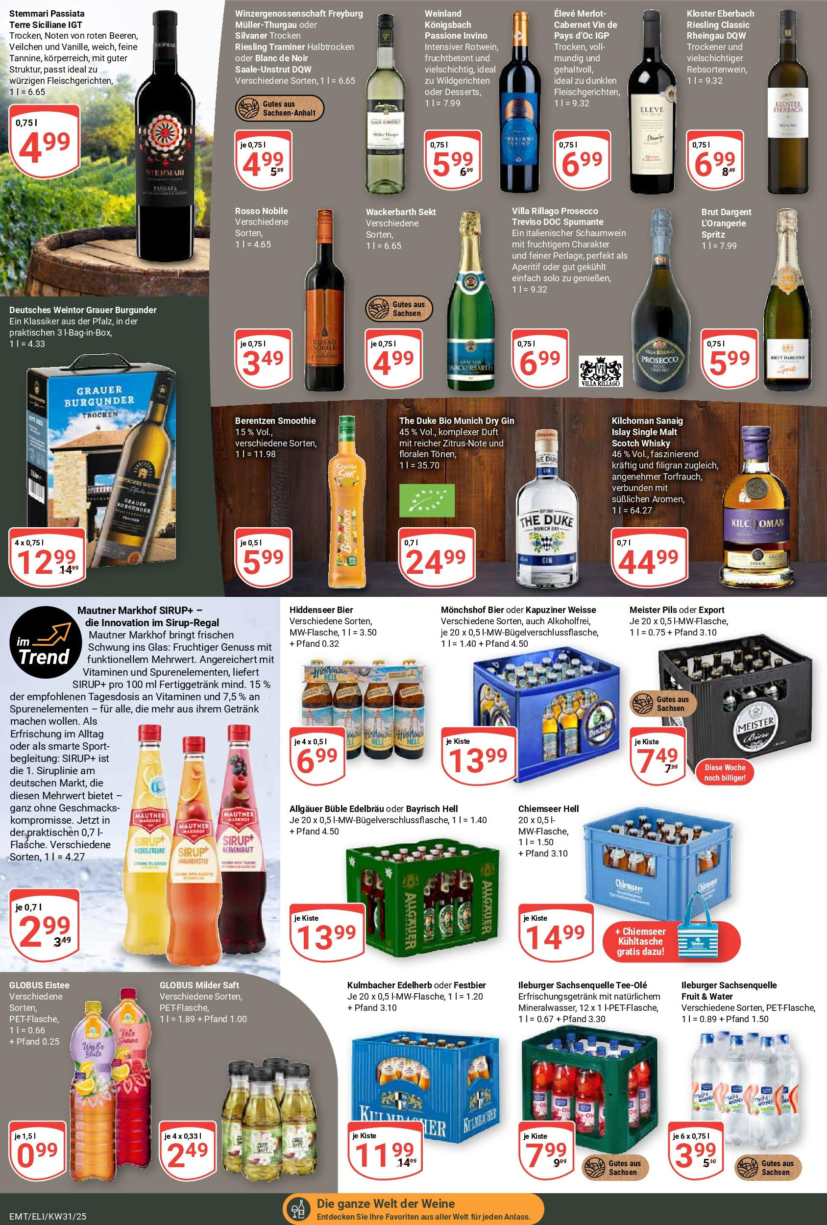 Globus prospekt Mittelhausen	 (ab 28.07.2025) » Angebote online | Seite: 16 | Produkte: Merlot, Prosecco, Gin, Berentzen