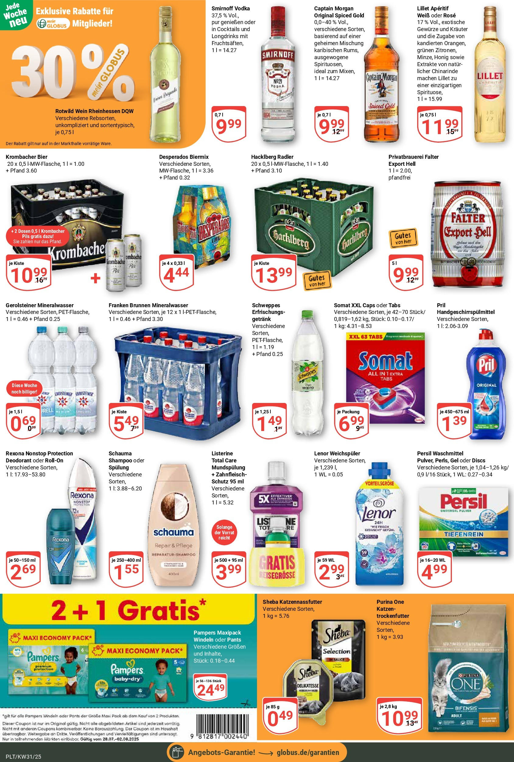 Globus prospekt Plattling (ab 28.07.2025) » Angebote ab Montag | Seite: 7 | Produkte: Pils, Spülung, Lillet, Captain morgan Globus prospekt Plattling (ab 28.07.2025) » Angebote online | Seite: 7 | Produkte: Pils, Spülung, Lillet, Captain morgan