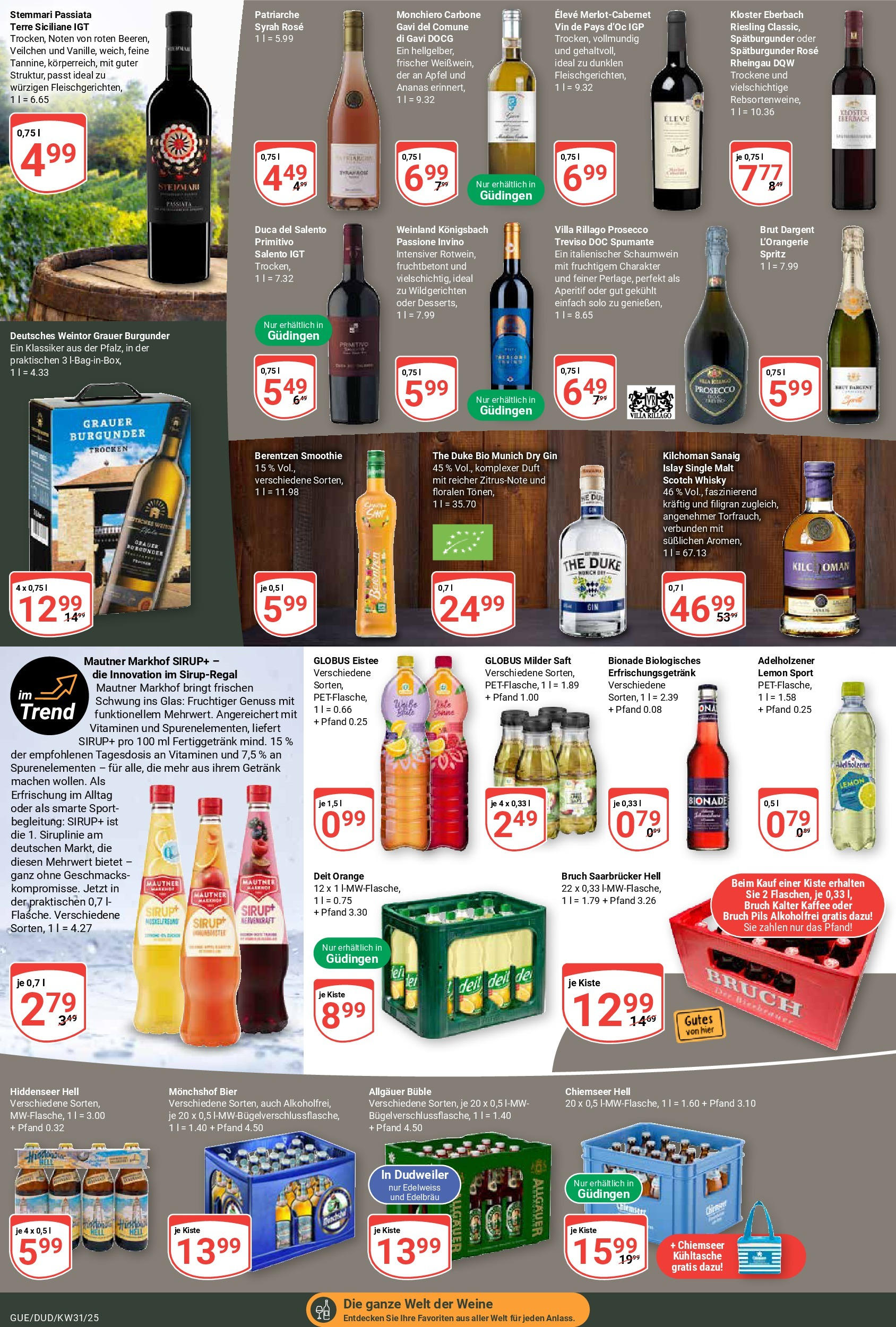 Globus prospekt Saarbrücken-Dudweiler	 (ab 28.07.2025) » Angebote online | Seite: 17 | Produkte: Pils, Ananas, Sirup, Saft