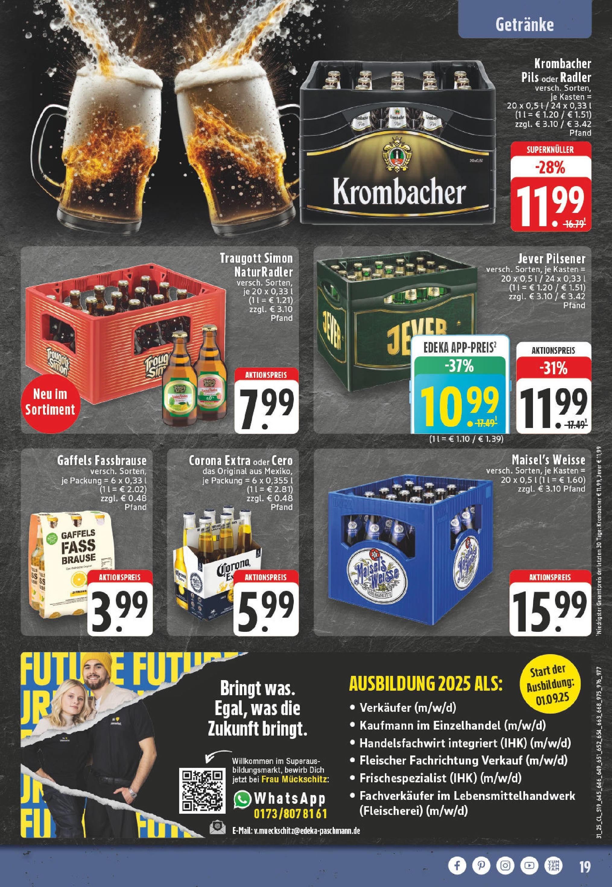 Edeka prospekt Mülheim / Ruhr - Dümpten (ab 27.07.2025) » Angebote Online | Seite: 19 | Produkte: Zitrone, Jever, Krombacher, Fassbrause Edeka prospekt Mülheim / Ruhr - Dümpten (ab 27.07.2025) » Angebote Online | Seite: 19 | Produkte: Zitrone, Jever, Krombacher, Fassbrause
