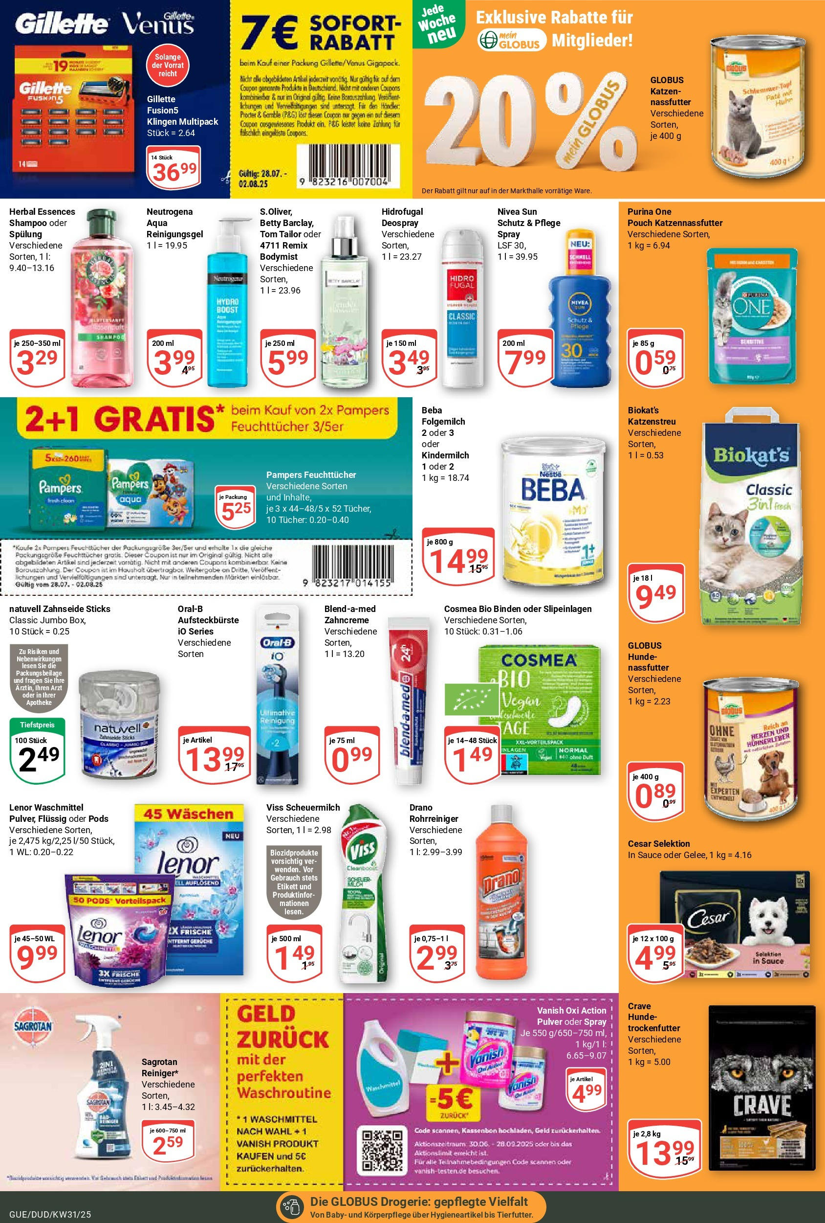 Globus prospekt Saarbrücken-Dudweiler	 (ab 28.07.2025) » Angebote online | Seite: 23 | Produkte: Lenor, Pampers, Spülung, Waschmittel