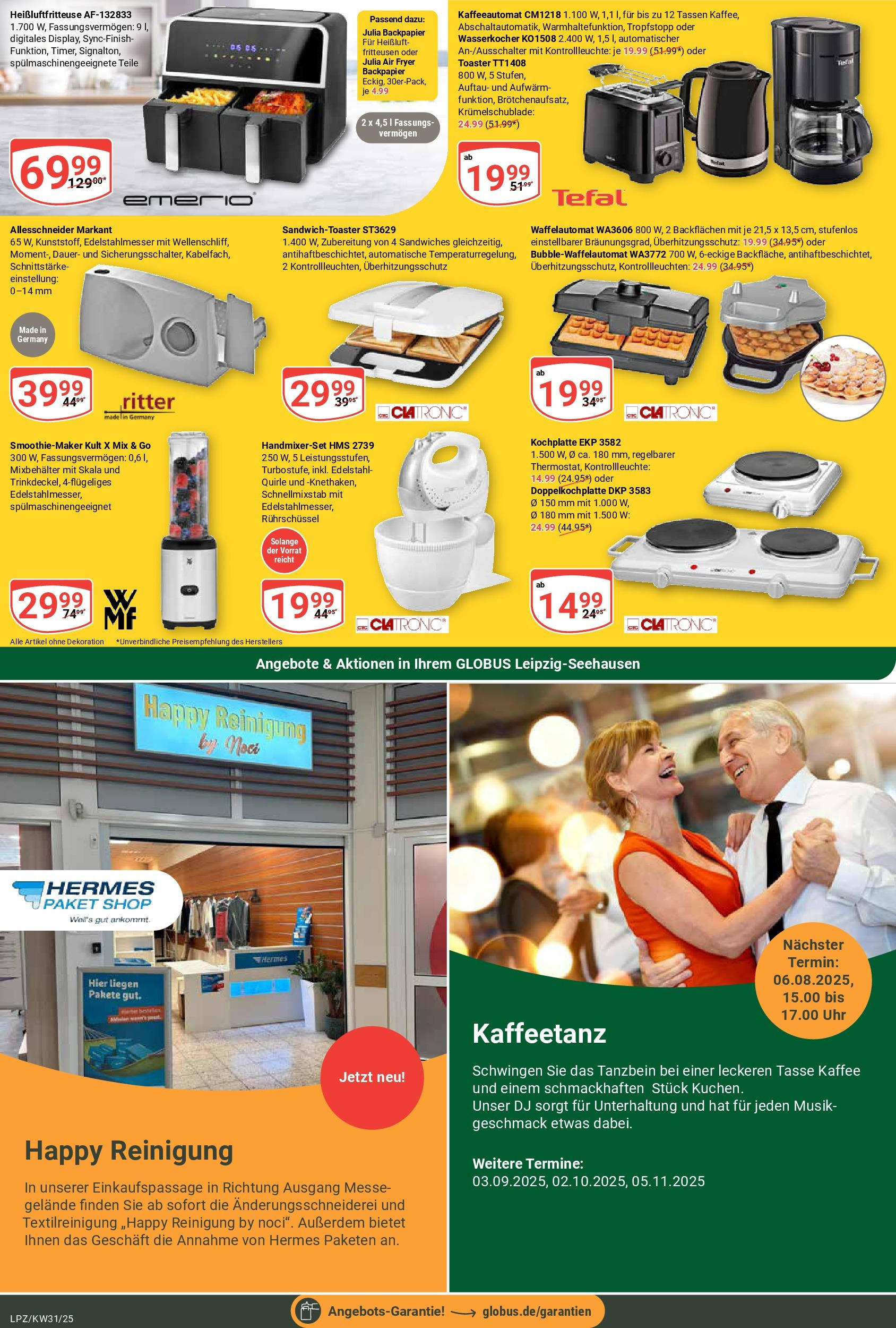 Globus prospekt Leipzig (ab 28.07.2025) » Angebote ab Montag | Seite: 25 | Produkte: Toaster, Kaffee, Kochplatte, Uhr Globus prospekt Leipzig (ab 28.07.2025) » Angebote online | Seite: 25 | Produkte: Toaster, Kaffee, Kochplatte, Uhr