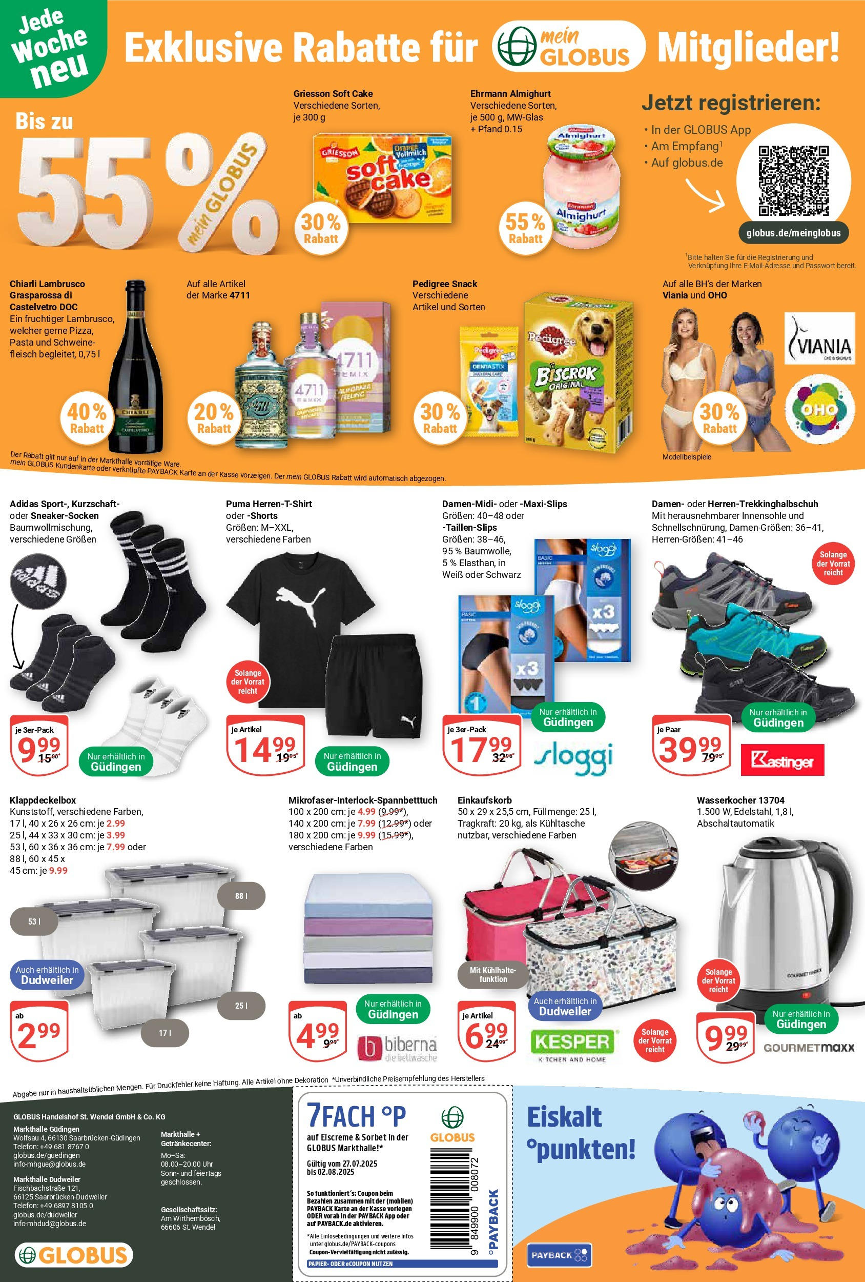 Globus prospekt Saarbrücken-Dudweiler	 (ab 28.07.2025) » Angebote online | Seite: 28 | Produkte: Wasserkocher, Ehrmann almighurt, Bettwäsche, Fleisch