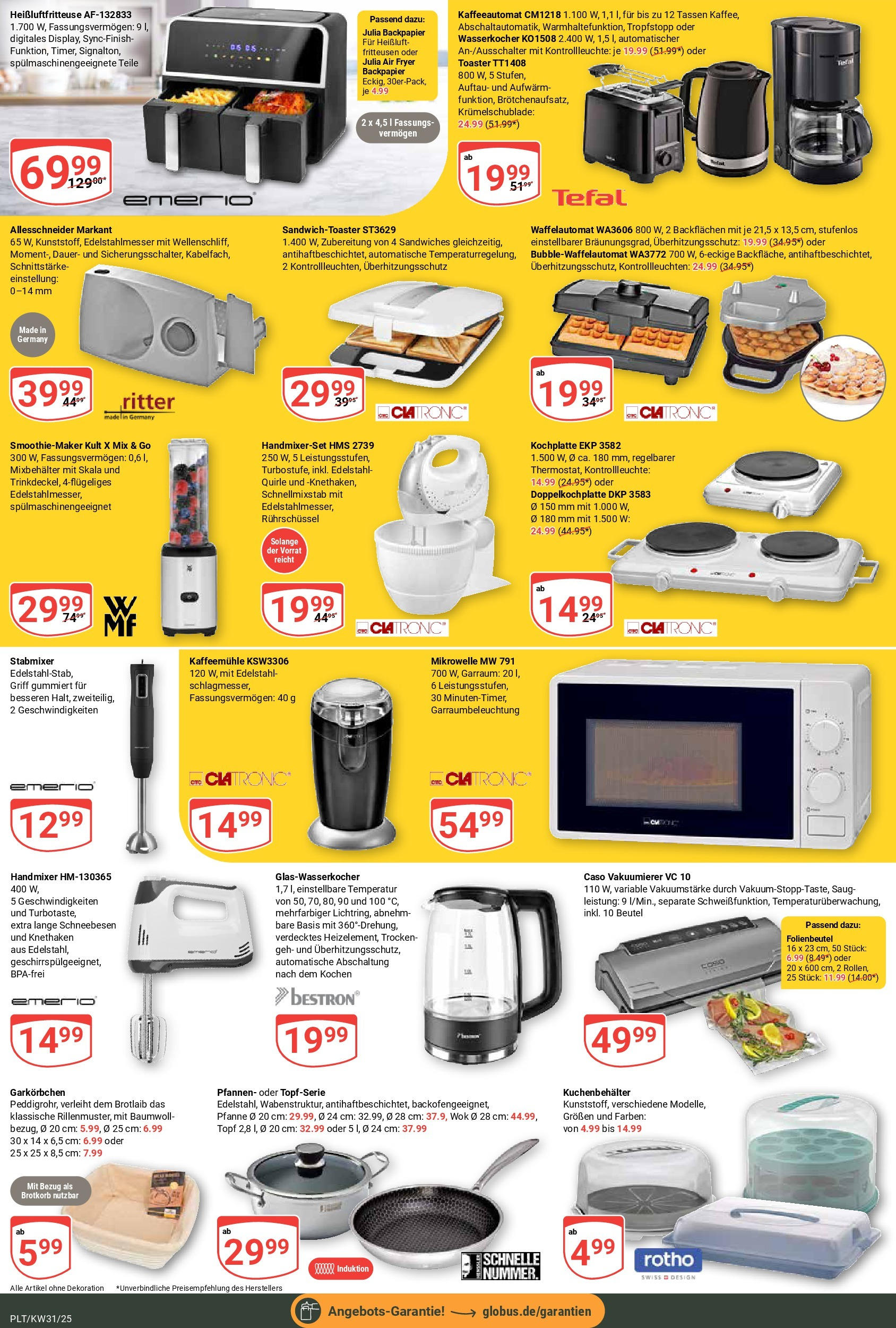 Globus prospekt Plattling (ab 28.07.2025) » Angebote ab Montag | Seite: 28 | Produkte: Wasserkocher, Toaster, Kochplatte, Stabmixer Globus prospekt Plattling (ab 28.07.2025) » Angebote online | Seite: 28 | Produkte: Wasserkocher, Toaster, Kochplatte, Stabmixer