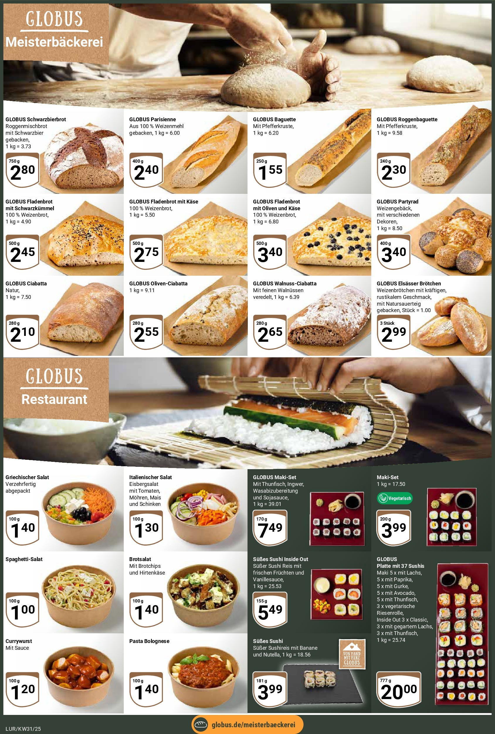 Globus prospekt Hamburg (ab 28.07.2025) » Angebote ab Montag | Seite: 3 | Produkte: Baguette, Weizenmehl, Eisbergsalat, Reis Globus prospekt Hamburg (ab 28.07.2025) » Angebote online | Seite: 3 | Produkte: Baguette, Weizenmehl, Eisbergsalat, Reis