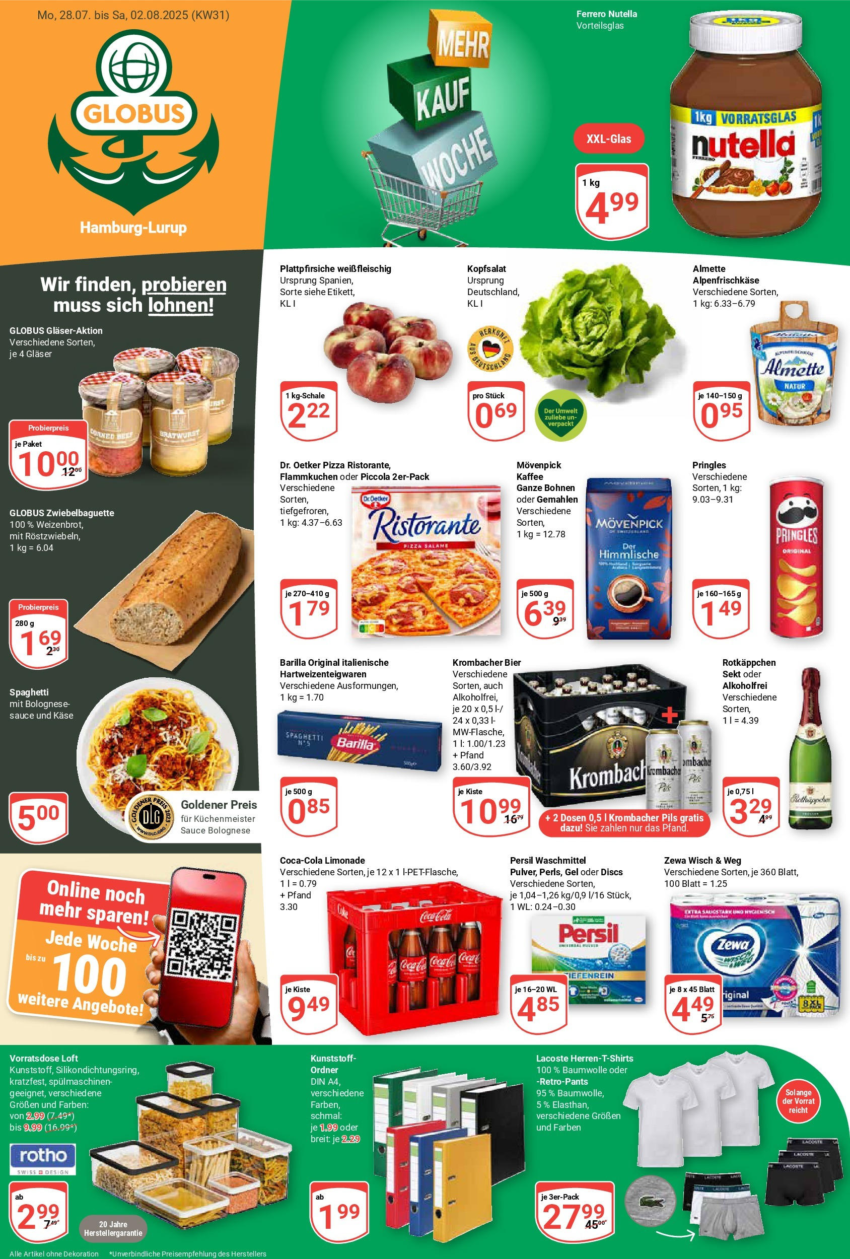 Globus prospekt Hamburg (ab 28.07.2025) » Angebote ab Montag | Seite: 5 | Produkte: Pils, Nutella, Rotkäppchen, Pizza Globus prospekt Hamburg (ab 28.07.2025) » Angebote online | Seite: 5 | Produkte: Pils, Nutella, Rotkäppchen, Pizza