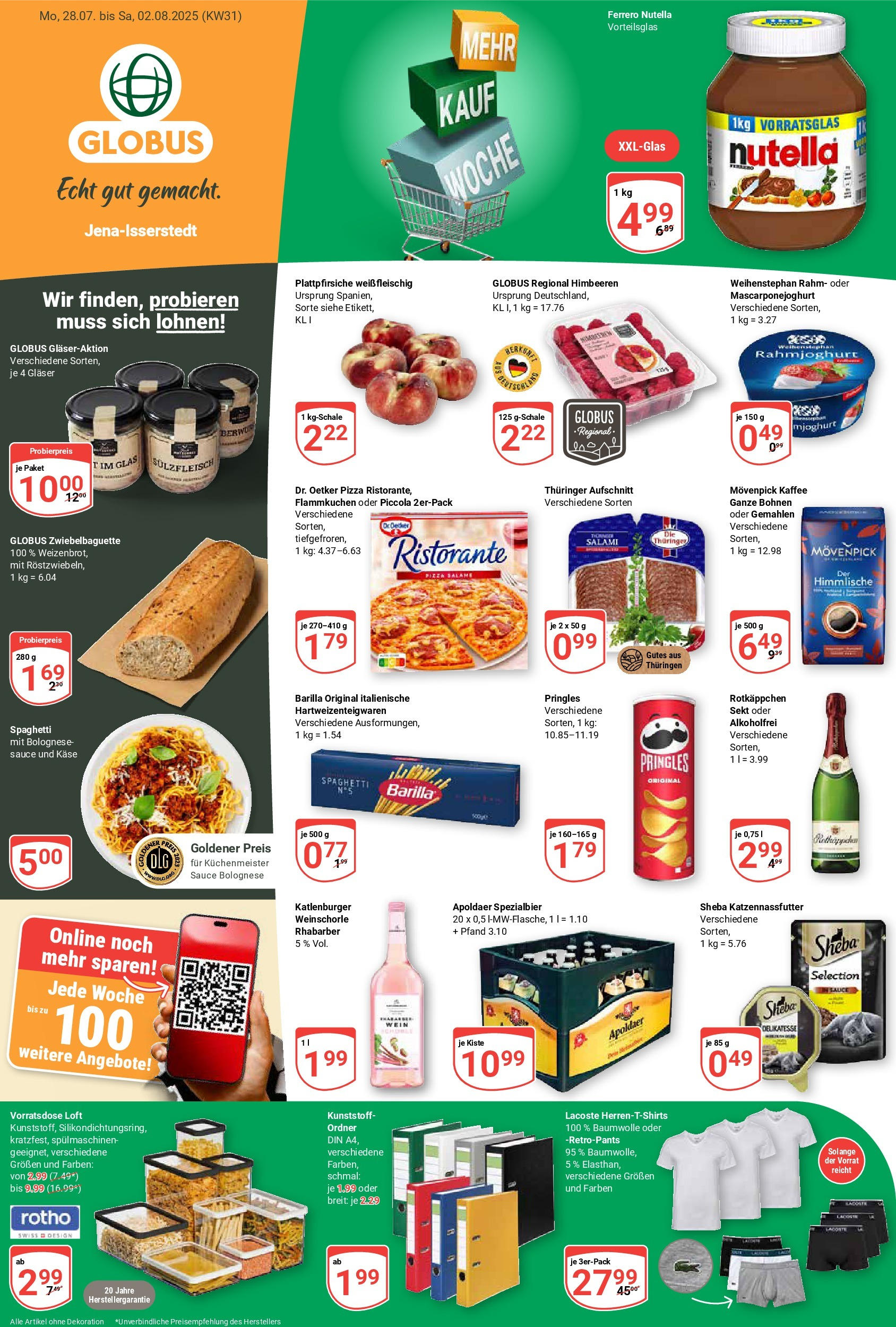 Globus prospekt Isserstedt (ab 28.07.2025) » Angebote ab Montag | Seite: 1 | Produkte: Sekt, Nutella, Wein, Rhabarber Globus prospekt Isserstedt (ab 28.07.2025) » Angebote online | Seite: 1 | Produkte: Sekt, Nutella, Wein, Rhabarber