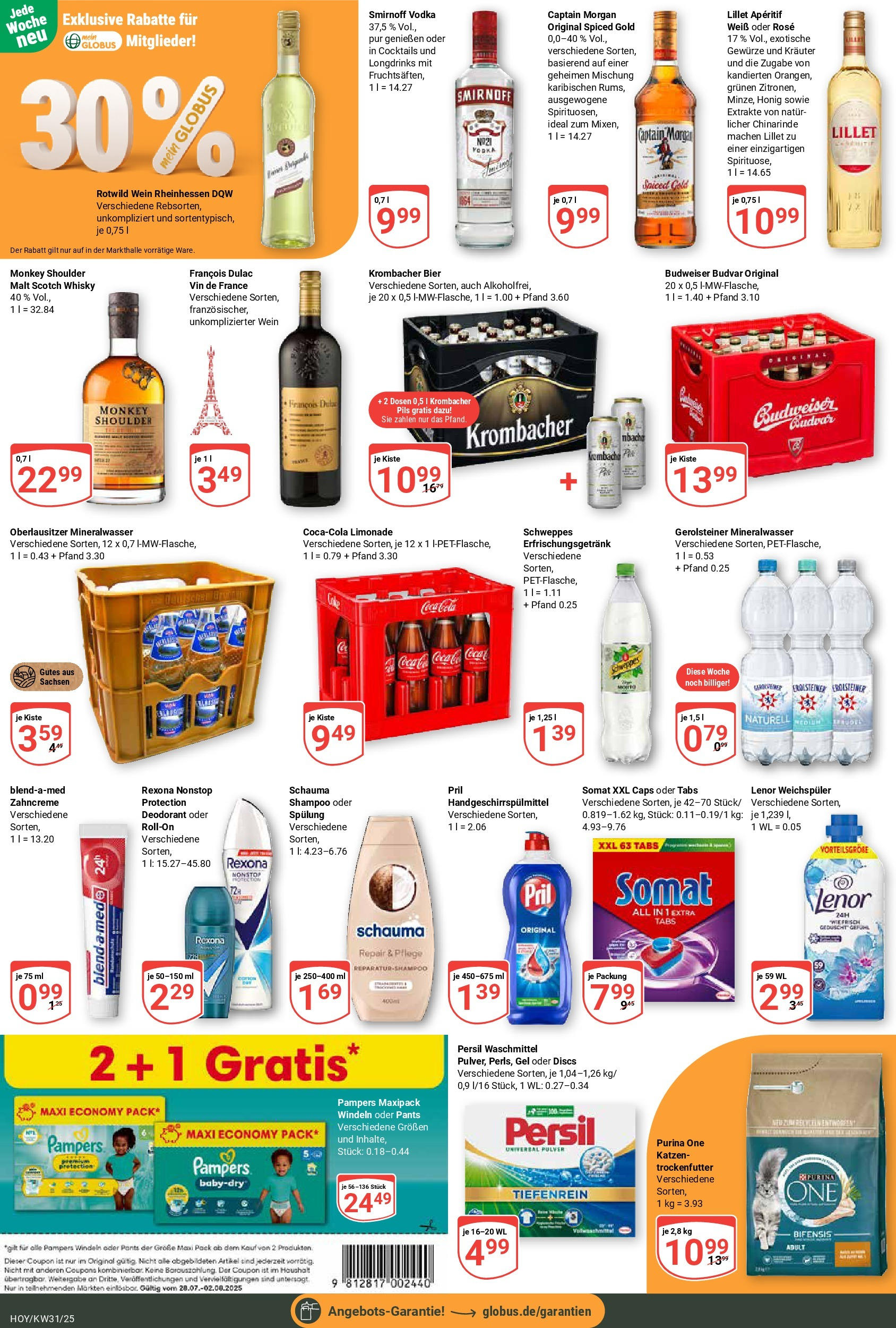 Globus prospekt Hoyerswerda	 (ab 28.07.2025) » Angebote online | Seite: 3 | Produkte: Lenor, Krombacher, Budweiser, Pril