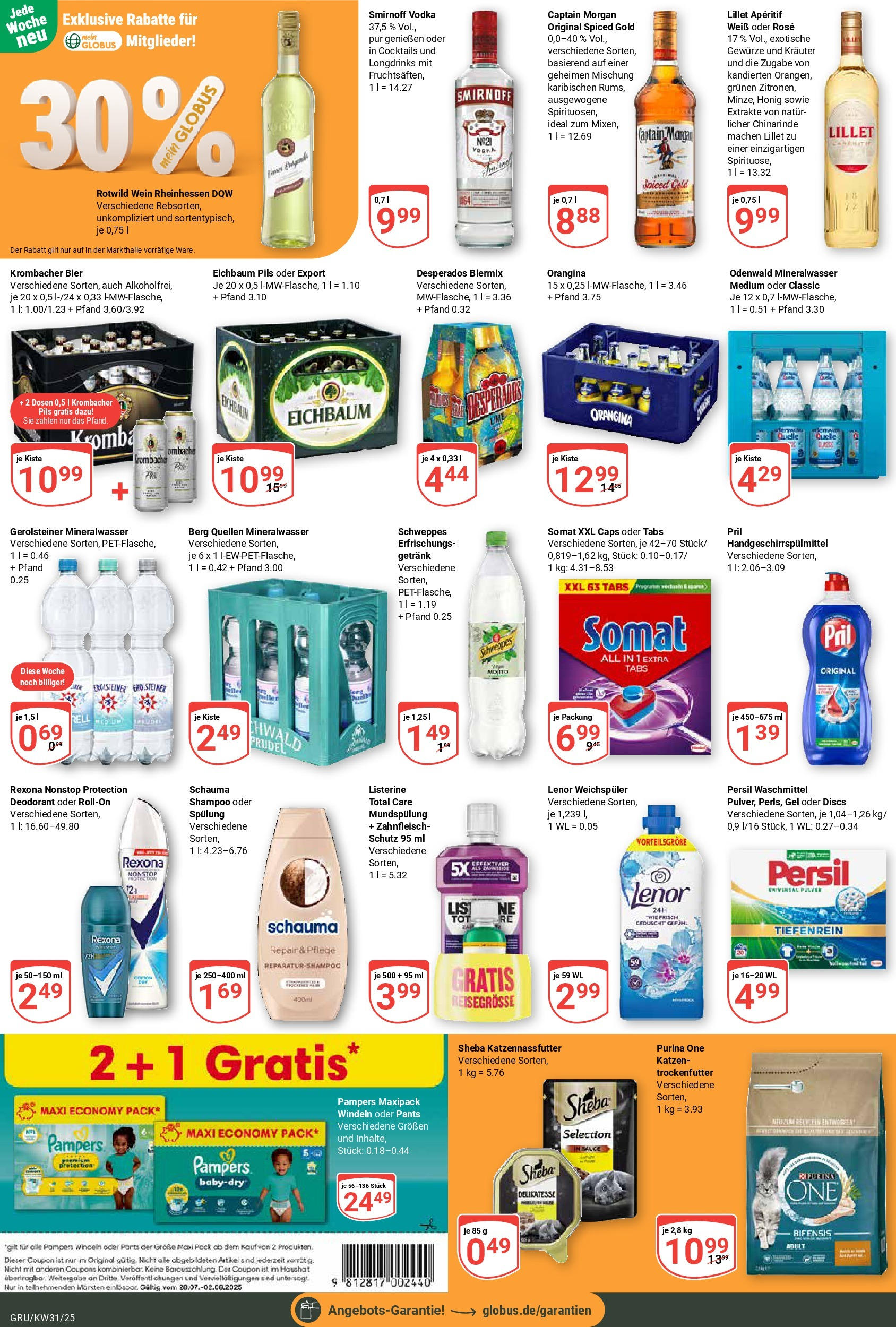 Globus prospekt Grünstadt (ab 28.07.2025) » Angebote ab Montag | Seite: 5 | Produkte: Lenor, Weichspüler, Smirnoff, Wein Globus prospekt Grünstadt (ab 28.07.2025) » Angebote online | Seite: 5 | Produkte: Lenor, Weichspüler, Smirnoff, Wein