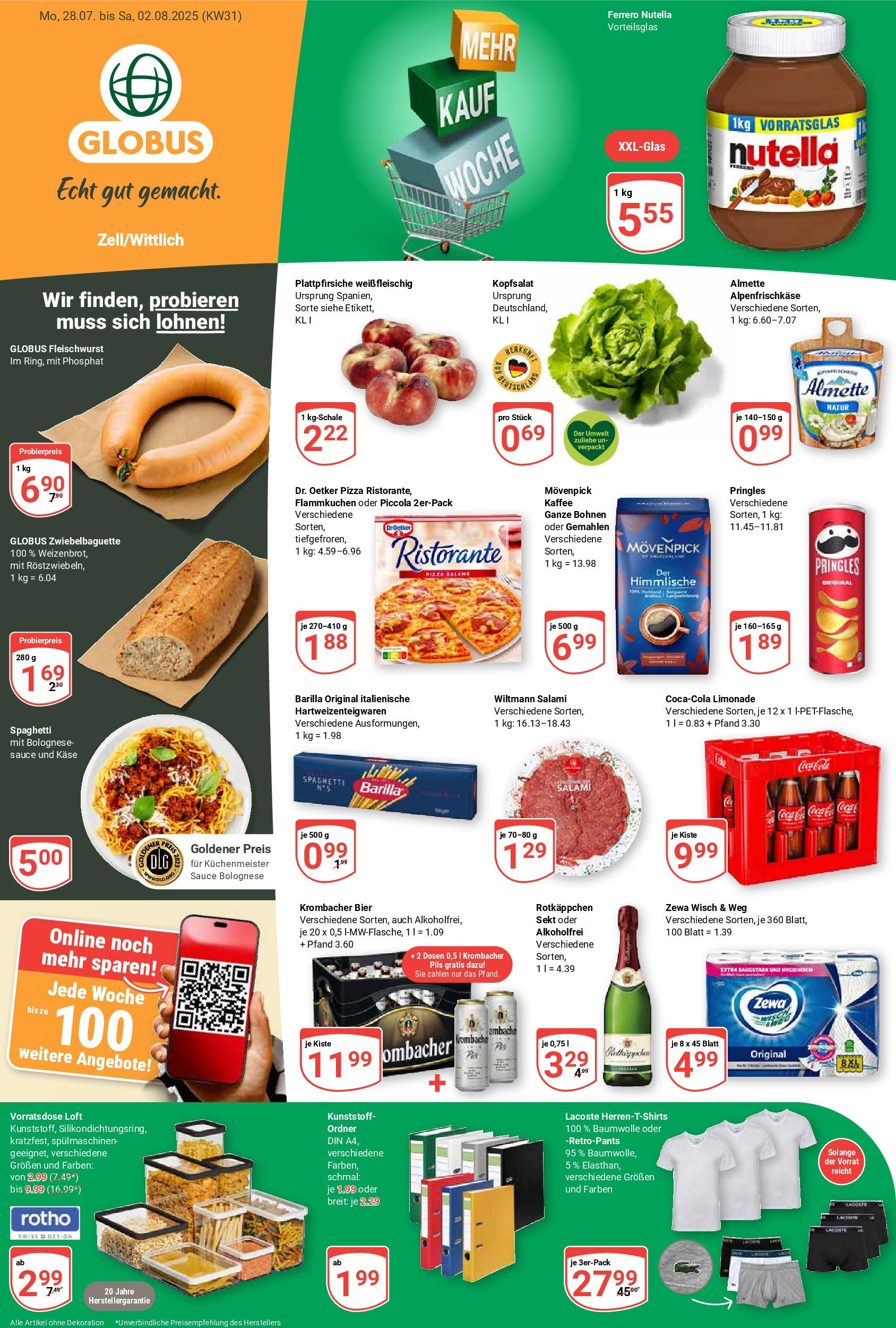 Globus prospekt Wittlich (ab 28.07.2025) » Angebote ab Montag | Seite: 1 | Produkte: Kaffee, Sekt, Nutella, Krombacher Globus prospekt Wittlich (ab 28.07.2025) » Angebote online | Seite: 1 | Produkte: Kaffee, Sekt, Nutella, Krombacher