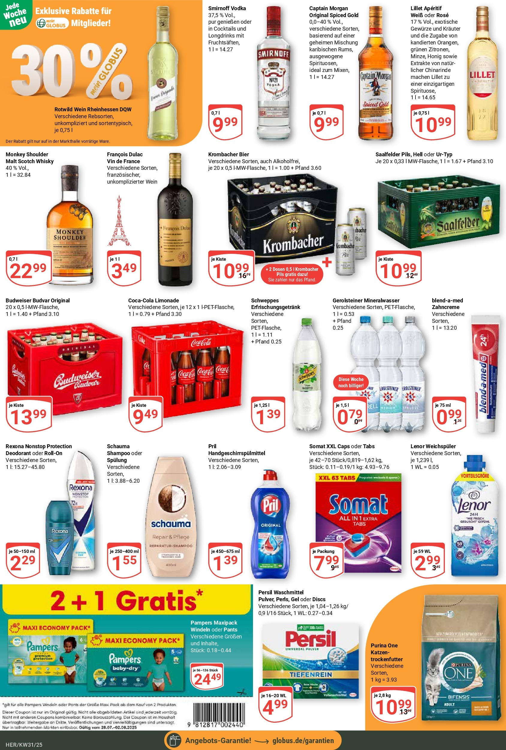 Globus prospekt Hermsdorf (ab 28.07.2025) » Angebote ab Montag | Seite: 3 | Produkte: Lenor, Whisky, Pampers, Weichspüler Globus prospekt Hermsdorf (ab 28.07.2025) » Angebote online | Seite: 3 | Produkte: Lenor, Whisky, Pampers, Weichspüler