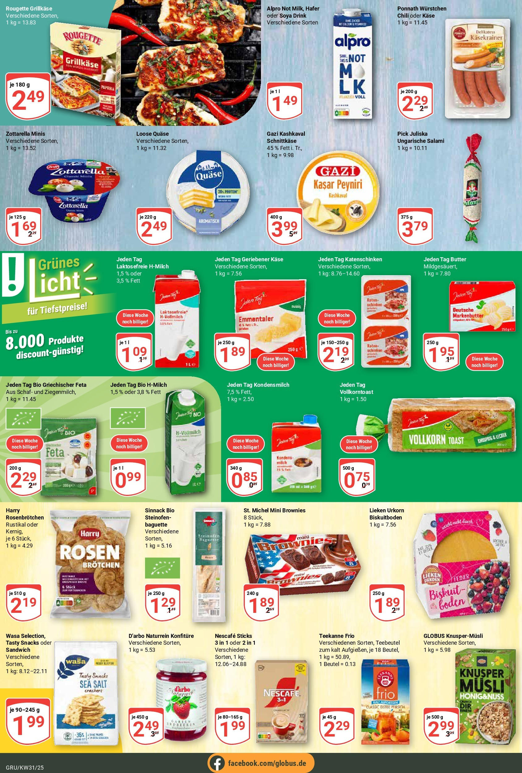 Globus prospekt Grünstadt (ab 28.07.2025) » Angebote ab Montag | Seite: 11 | Produkte: Butter, Käsekrainer, Alpro, Schinken Globus prospekt Grünstadt (ab 28.07.2025) » Angebote online | Seite: 11 | Produkte: Butter, Käsekrainer, Alpro, Schinken