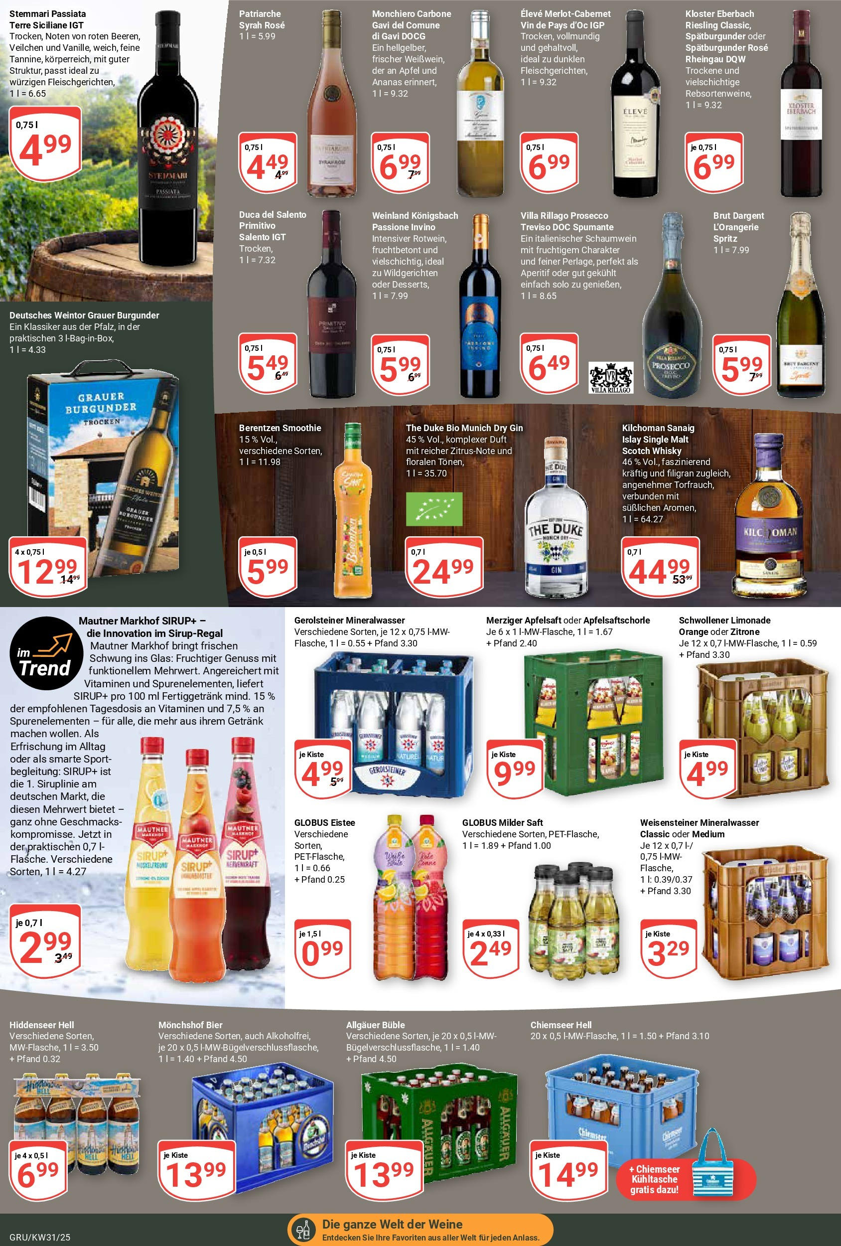 Globus prospekt Grünstadt (ab 28.07.2025) » Angebote ab Montag | Seite: 15 | Produkte: Sirup, Apfelsaft, Mineralwasser, Berentzen Globus prospekt Grünstadt (ab 28.07.2025) » Angebote online | Seite: 15 | Produkte: Sirup, Apfelsaft, Mineralwasser, Berentzen