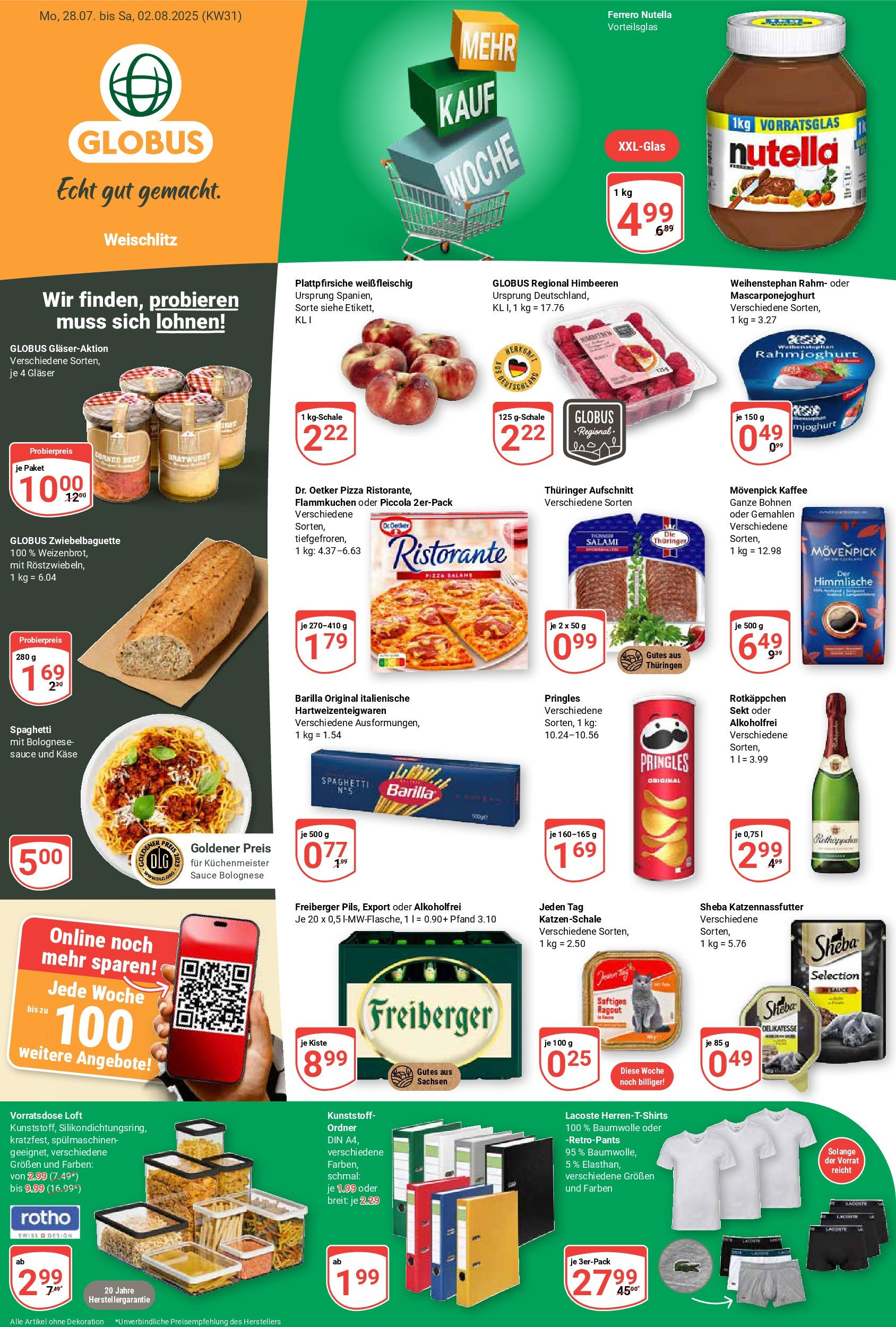 Globus prospekt Weischlitz (ab 28.07.2025) » Angebote ab Montag | Seite: 1 | Produkte: Ristorante, Nutella, Salami, Pizza Globus prospekt Weischlitz (ab 28.07.2025) » Angebote online | Seite: 1 | Produkte: Ristorante, Nutella, Salami, Pizza