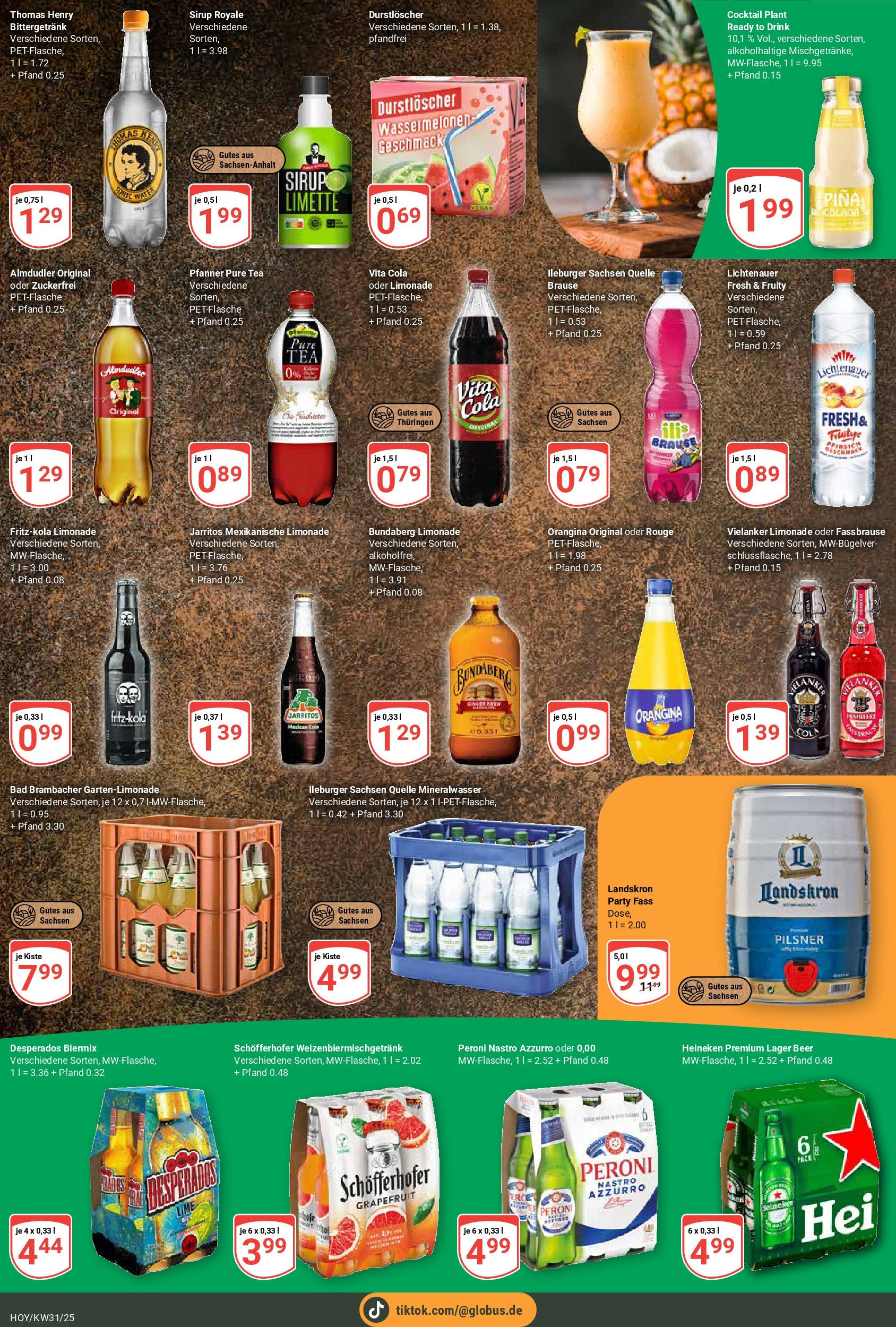 Globus prospekt Hoyerswerda	 (ab 28.07.2025) » Angebote online | Seite: 18 | Produkte: Durstloscher, Sirup, Heineken, Himbeere