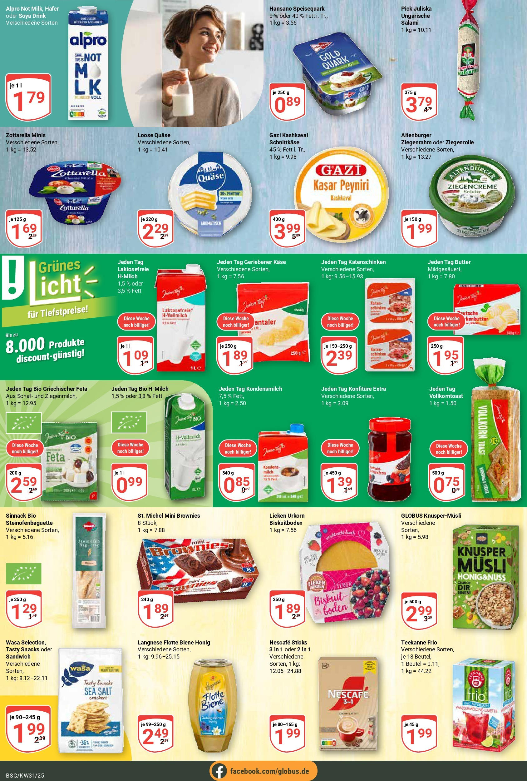 Globus prospekt Braunschweig	 (ab 28.07.2025) » Angebote online | Seite: 9 | Produkte: Nescafe, Käse, Toast, Alpro