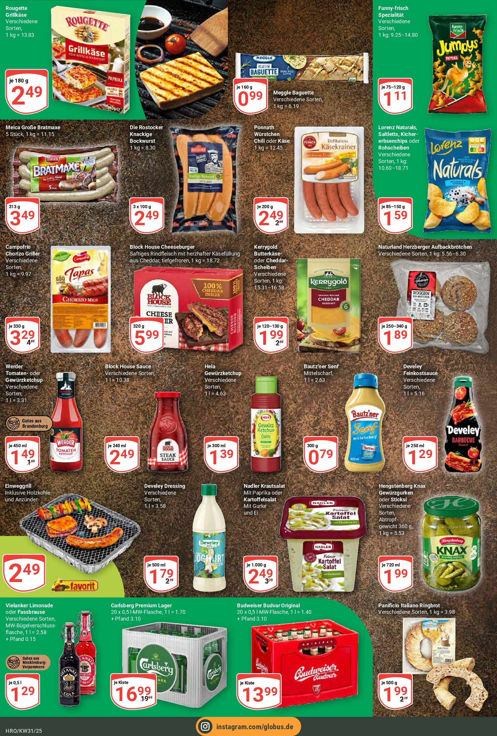Globus prospekt Rostock (ab 28.07.2025) » Angebote ab Montag | Seite: 12 | Produkte: Gewicht, Carlsberg, Baguette, Meica Globus prospekt Rostock (ab 28.07.2025) » Angebote online | Seite: 12 | Produkte: Gewicht, Carlsberg, Baguette, Meica