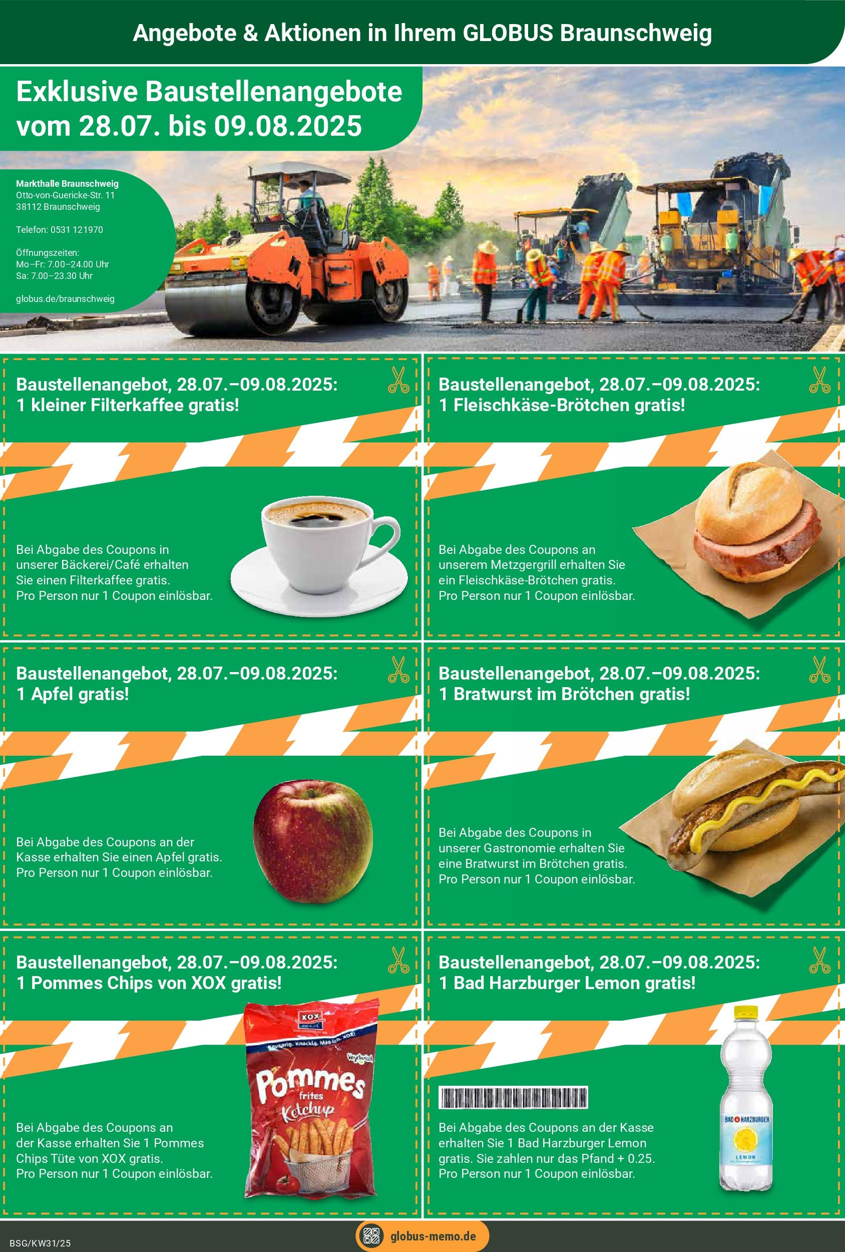 Globus prospekt Braunschweig	 (ab 28.07.2025) » Angebote online | Seite: 13 | Produkte: Pommes, Bratwurst, Chips, Uhr