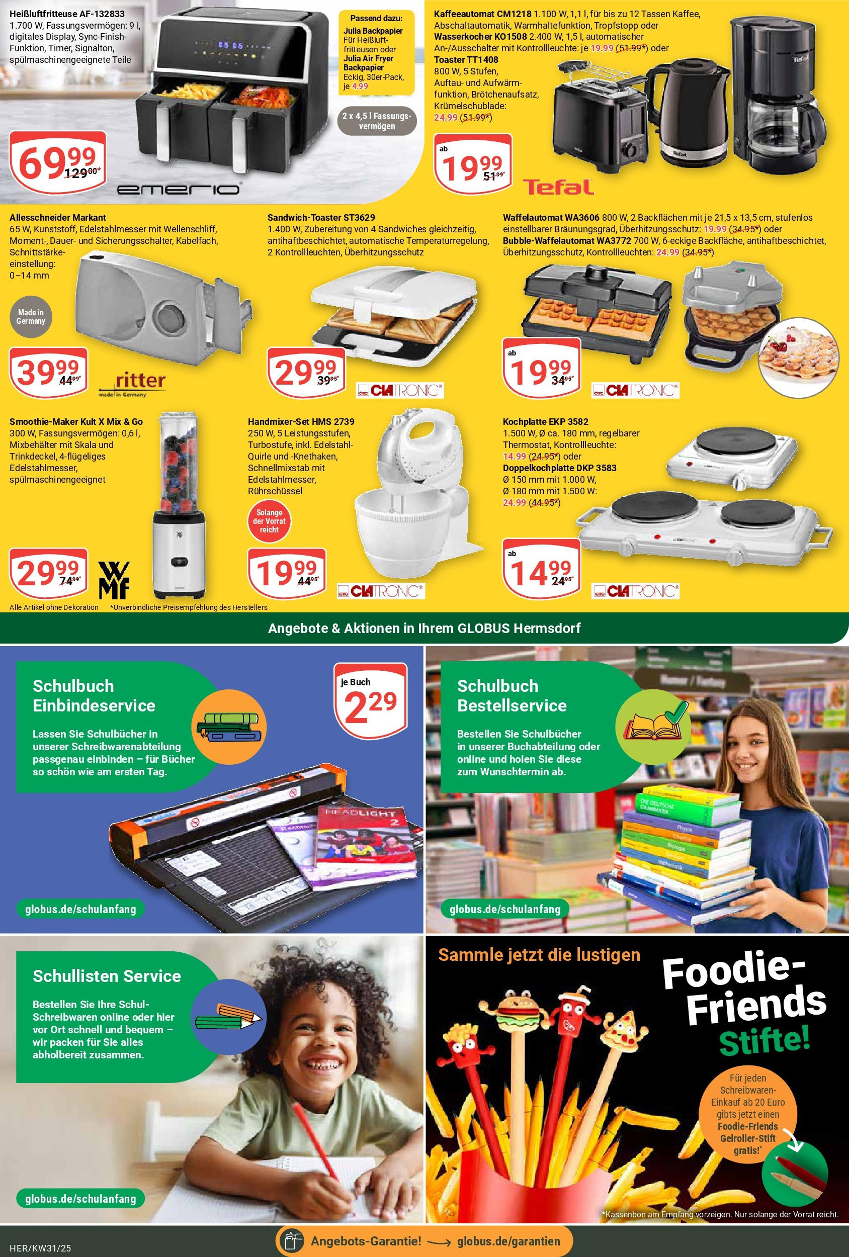 Globus prospekt Hermsdorf (ab 28.07.2025) » Angebote ab Montag | Seite: 26 | Produkte: Wasserkocher, Toaster, Kochplatte, Heißluftfritteuse Globus prospekt Hermsdorf (ab 28.07.2025) » Angebote online | Seite: 26 | Produkte: Wasserkocher, Toaster, Kochplatte, Heißluftfritteuse
