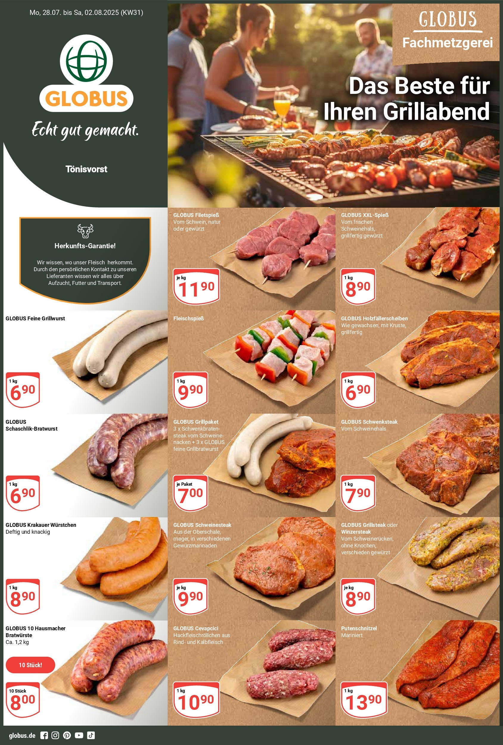 Globus Prospekt ab Montag 28.07.2025 > Prospekt Tönisvorst Vorschau von dem Prospekt des Geschäftes Globus, gültig ab dem 28.07.2025