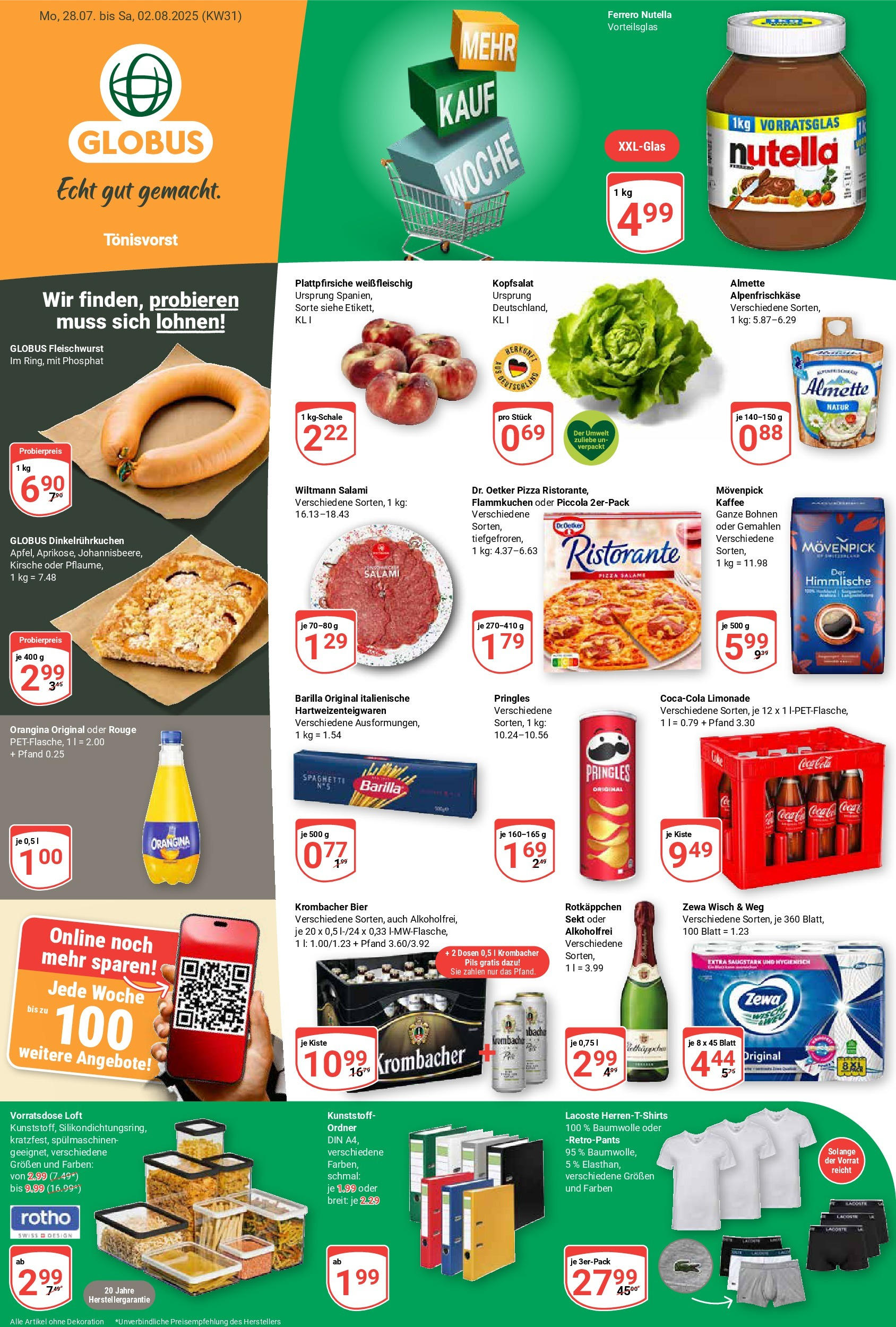 Globus prospekt Tönisvorst (ab 28.07.2025) » Angebote ab Montag | Seite: 5 | Produkte: Ristorante, Kaffee, Zewa, Pringles Globus prospekt Tönisvorst (ab 28.07.2025) » Angebote online | Seite: 5 | Produkte: Ristorante, Kaffee, Zewa, Pringles