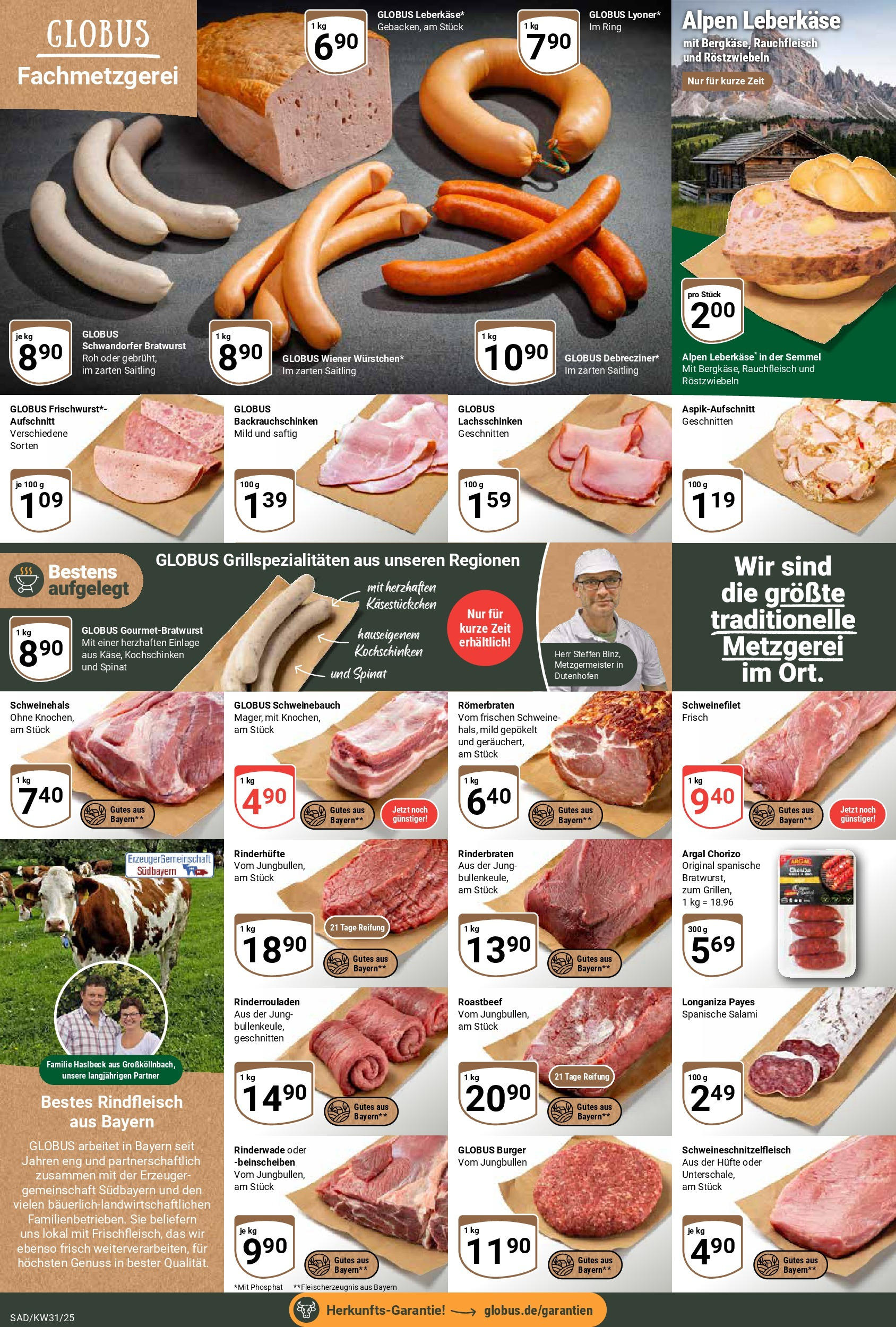 Globus prospekt Schwandorf (ab 28.07.2025) » Angebote ab Montag | Seite: 10 | Produkte: Burger, Roastbeef, Rindfleisch, Leberkase Globus prospekt Schwandorf (ab 28.07.2025) » Angebote online | Seite: 10 | Produkte: Burger, Roastbeef, Rindfleisch, Leberkase