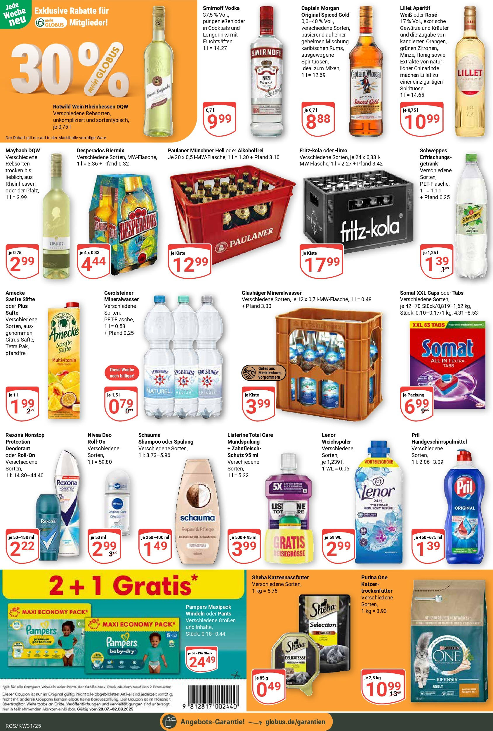 Globus prospekt Lambrechtshagen (ab 28.07.2025) » Angebote ab Montag | Seite: 3 | Produkte: Sheba, Desperados, Wein, Pril Globus prospekt Lambrechtshagen (ab 28.07.2025) » Angebote online | Seite: 3 | Produkte: Sheba, Desperados, Wein, Pril