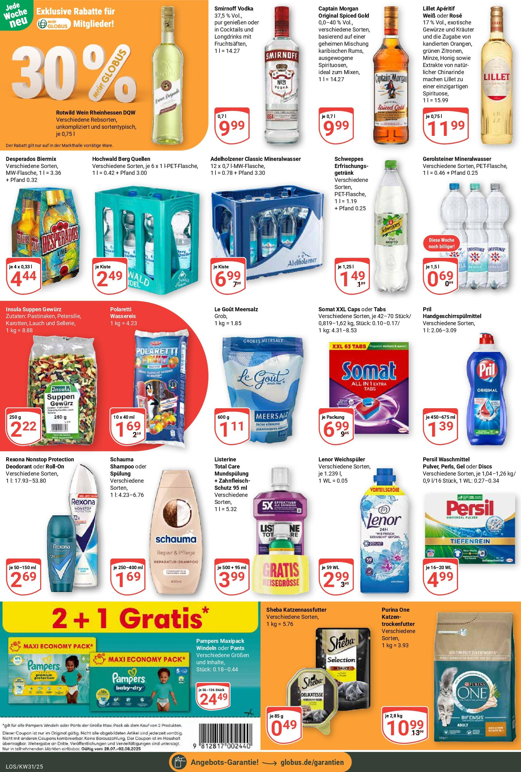 Globus prospekt Losheim Am See	 (ab 28.07.2025) » Angebote online | Seite: 5 | Produkte: Schweppes, Waschmittel, Wein, Pril