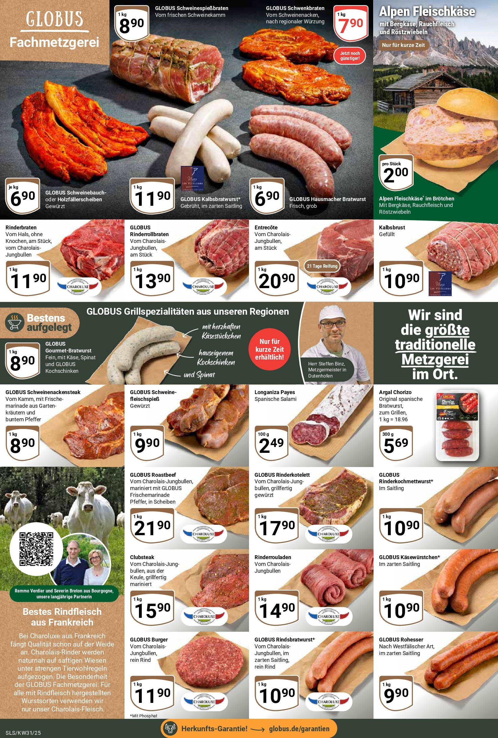 Globus prospekt Saarlouis (ab 28.07.2025) » Angebote ab Montag | Seite: 8 | Produkte: Rinderrouladen, Rinderbraten, Salami, Rindfleisch Globus prospekt Saarlouis (ab 28.07.2025) » Angebote online | Seite: 8 | Produkte: Rinderrouladen, Rinderbraten, Salami, Rindfleisch