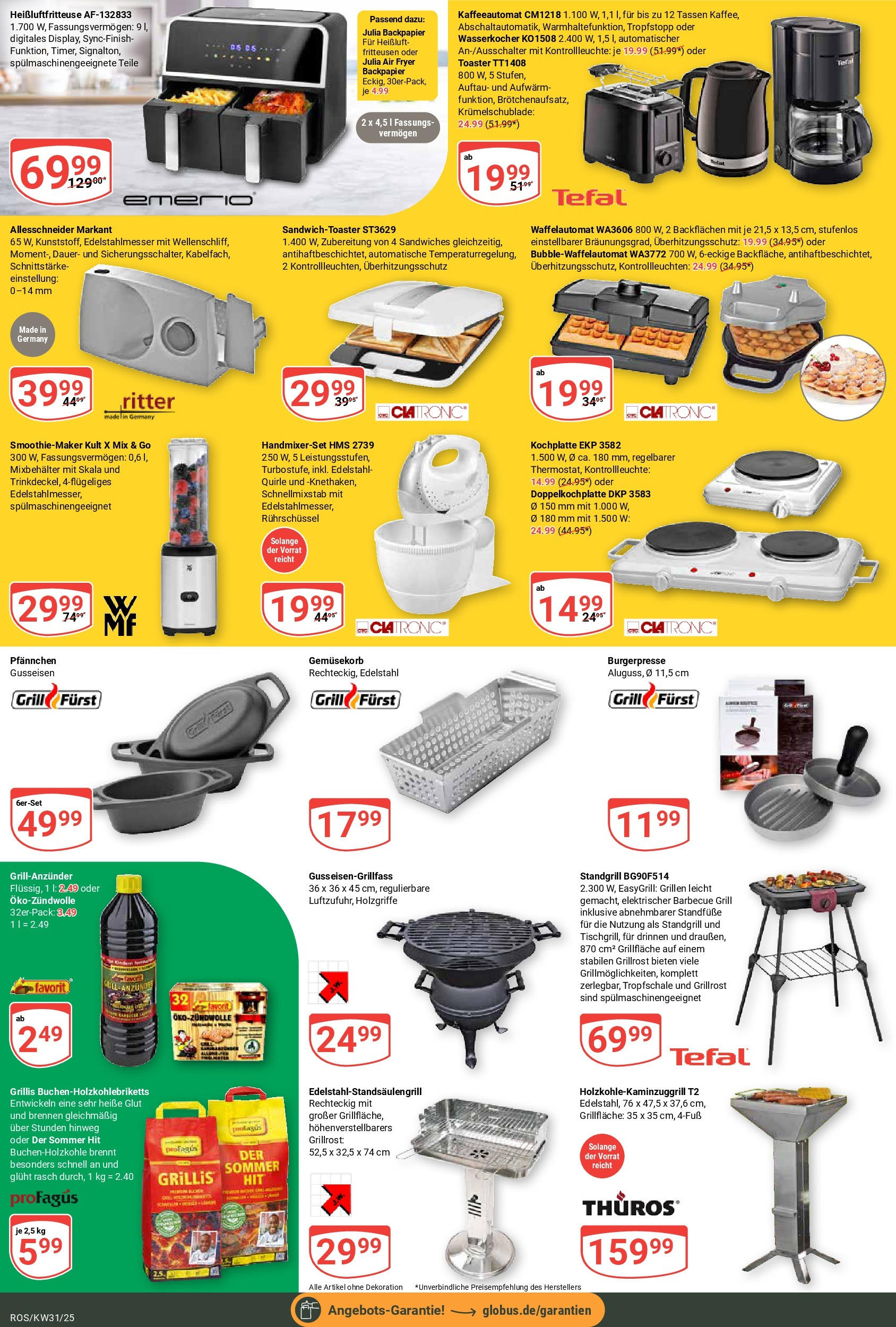 Globus prospekt Lambrechtshagen (ab 28.07.2025) » Angebote ab Montag | Seite: 23 | Produkte: Wasserkocher, Toaster, Kochplatte, Heißluftfritteuse Globus prospekt Lambrechtshagen (ab 28.07.2025) » Angebote online | Seite: 23 | Produkte: Wasserkocher, Toaster, Kochplatte, Heißluftfritteuse