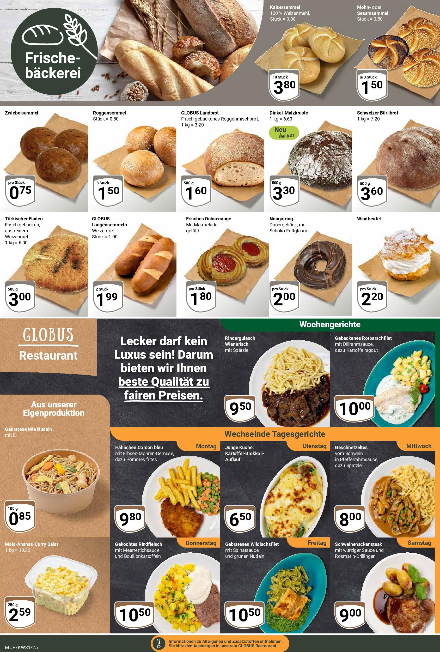 Globus prospekt Mühldorf (ab 28.07.2025) » Angebote ab Montag | Seite: 9 | Produkte: Rindergulasch, Hahnchen, Küche, Salat Globus prospekt Mühldorf (ab 28.07.2025) » Angebote online | Seite: 9 | Produkte: Rindergulasch, Hahnchen, Küche, Salat