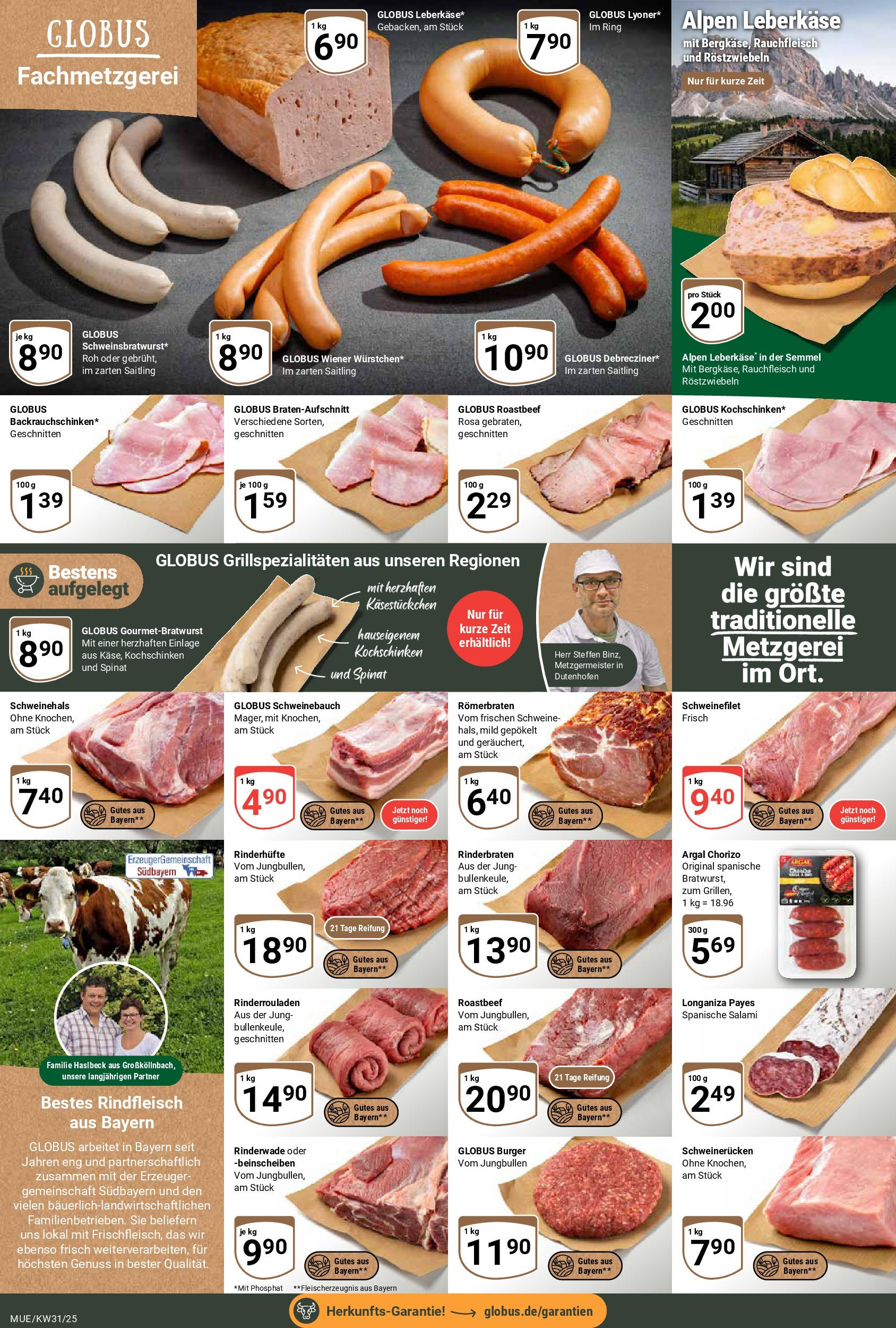 Globus prospekt Mühldorf (ab 28.07.2025) » Angebote ab Montag | Seite: 10 | Produkte: Rinderrouladen, Rinderbraten, Schweinebauch, Burger Globus prospekt Mühldorf (ab 28.07.2025) » Angebote online | Seite: 10 | Produkte: Rinderrouladen, Rinderbraten, Schweinebauch, Burger