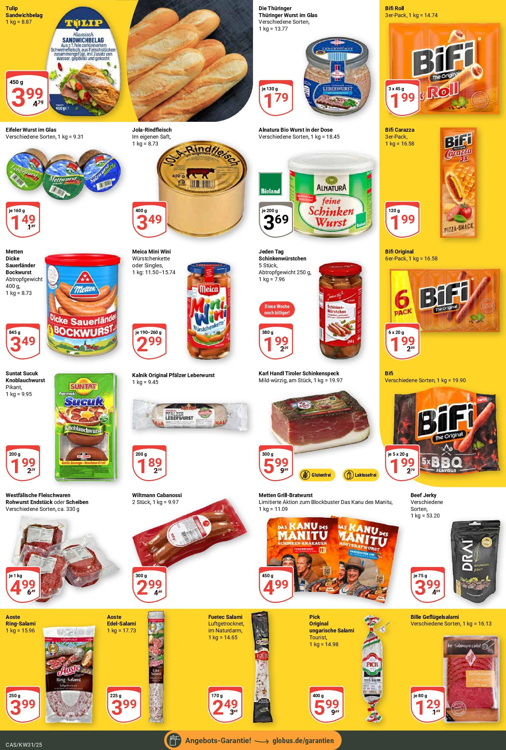 Globus prospekt Castrop-Rauxel (ab 28.07.2025) » Angebote ab Montag | Seite: 12 | Produkte: Bifi, Wurst, Salami, Schinken Globus prospekt Castrop-Rauxel (ab 28.07.2025) » Angebote online | Seite: 12 | Produkte: Bifi, Wurst, Salami, Schinken