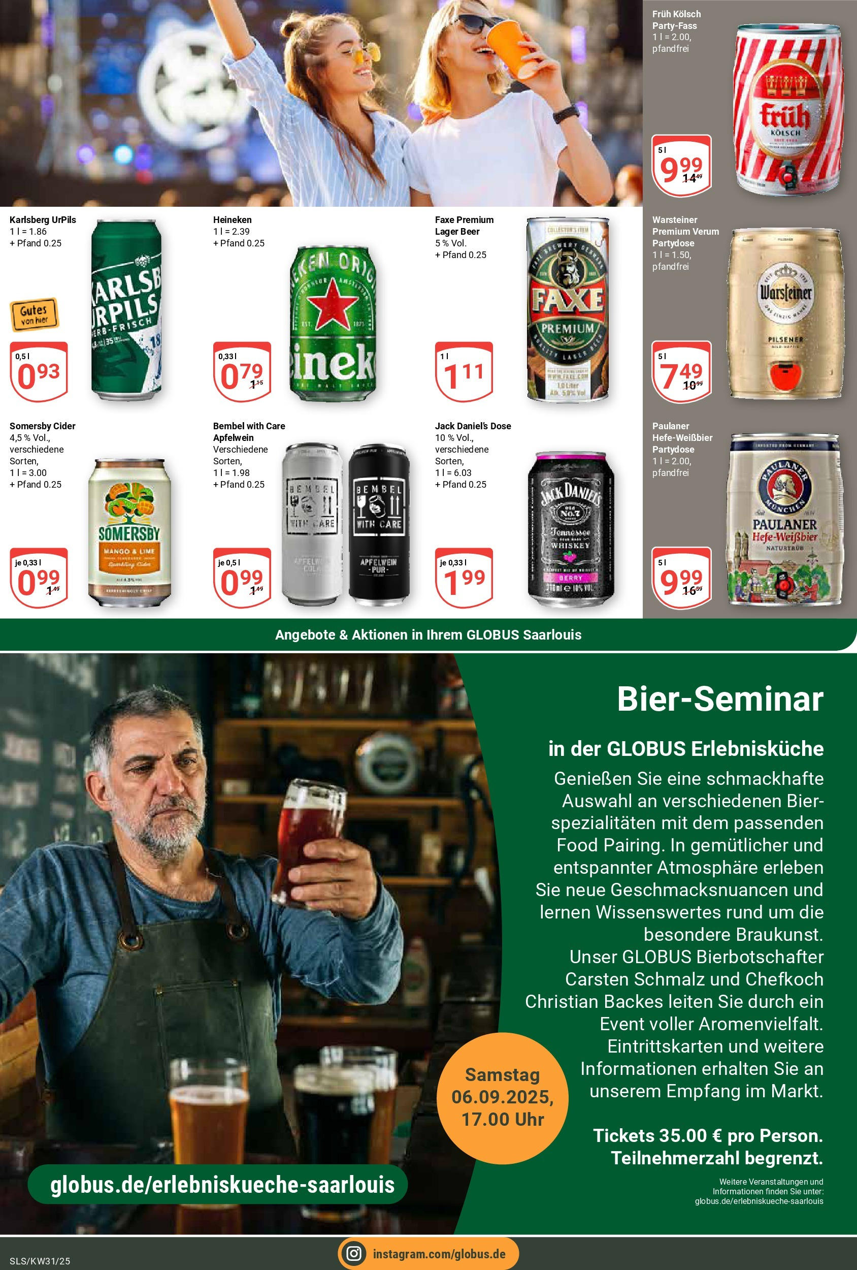 Globus prospekt Saarlouis (ab 28.07.2025) » Angebote ab Montag | Seite: 19 | Produkte: Bier, Mango, Uhr, Paulaner Globus prospekt Saarlouis (ab 28.07.2025) » Angebote online | Seite: 19 | Produkte: Bier, Mango, Uhr, Paulaner