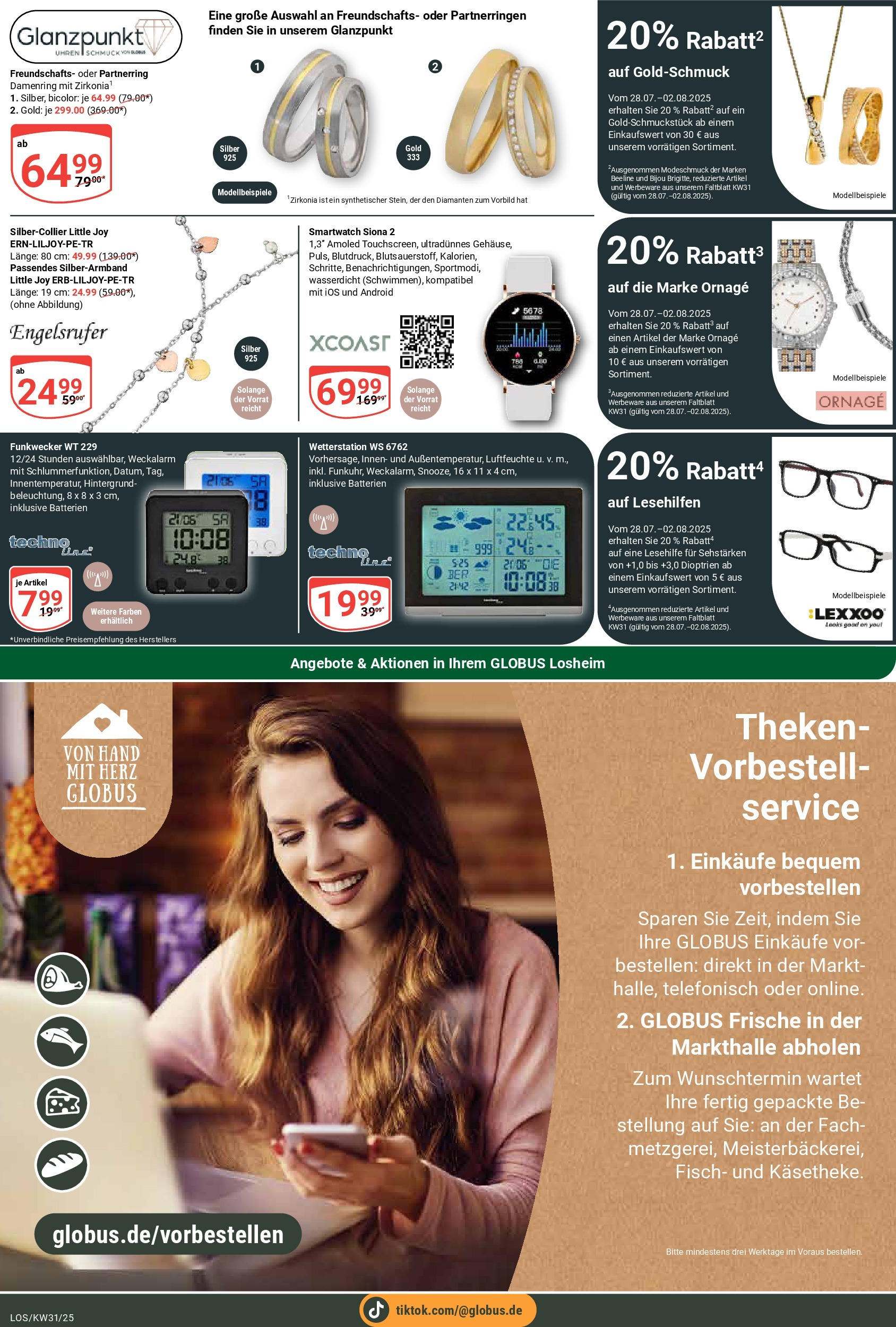Globus prospekt Losheim Am See	 (ab 28.07.2025) » Angebote online | Seite: 25 | Produkte: Wetterstation, Smartwatch, Batterien, Fisch