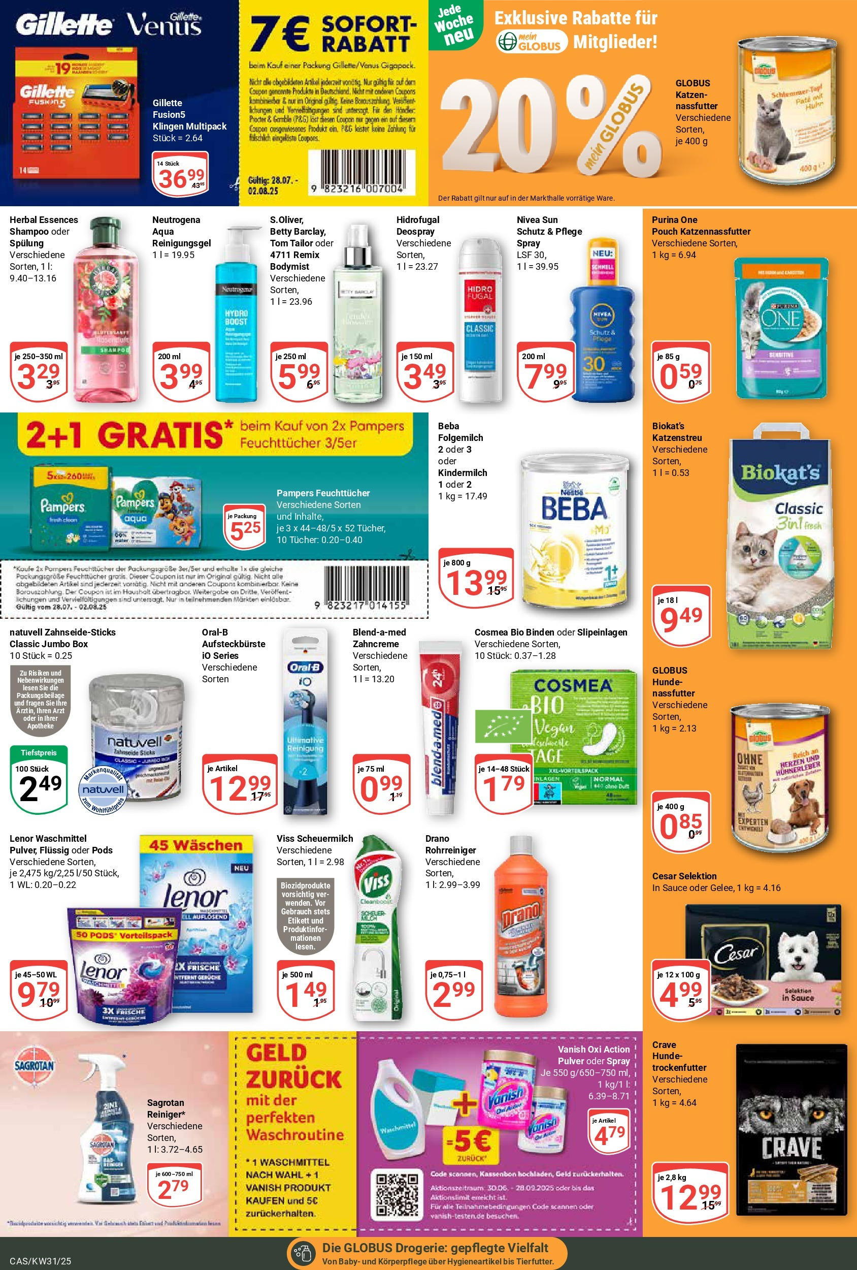 Globus prospekt Castrop-Rauxel (ab 28.07.2025) » Angebote ab Montag | Seite: 19 | Produkte: Lenor, Pampers, Shampoo, Spülung Globus prospekt Castrop-Rauxel (ab 28.07.2025) » Angebote online | Seite: 19 | Produkte: Lenor, Pampers, Shampoo, Spülung