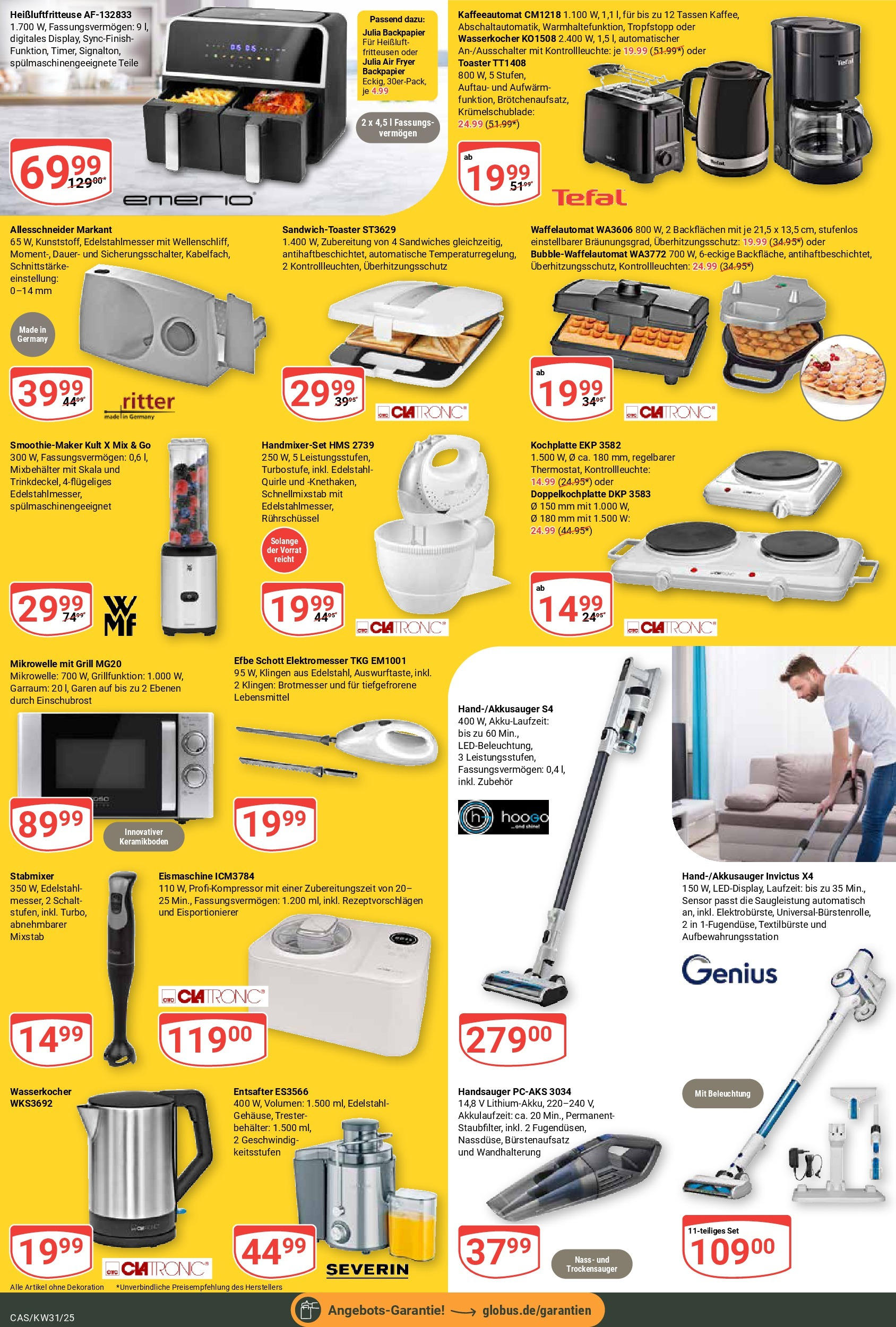 Globus prospekt Castrop-Rauxel (ab 28.07.2025) » Angebote ab Montag | Seite: 23 | Produkte: Grill, Entsafter, Mixstab, Heißluftfritteuse Globus prospekt Castrop-Rauxel (ab 28.07.2025) » Angebote online | Seite: 23 | Produkte: Grill, Entsafter, Mixstab, Heißluftfritteuse