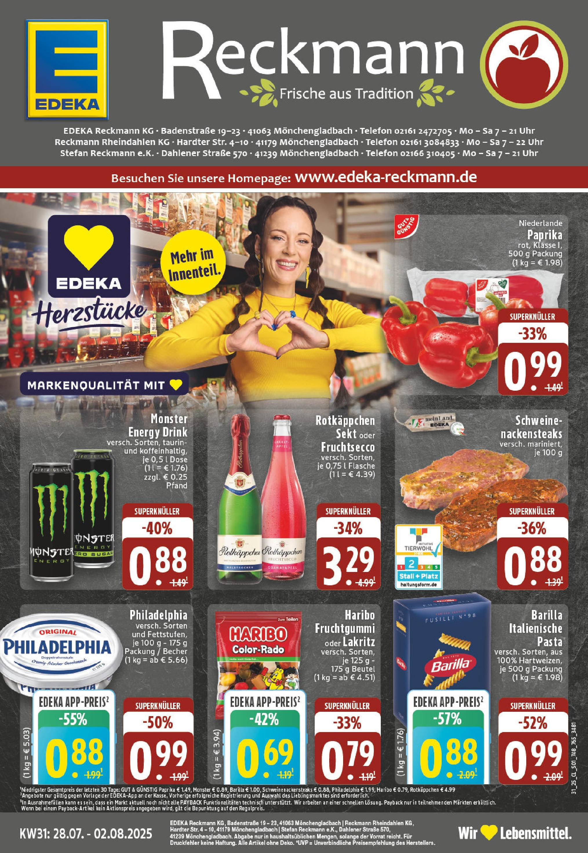 EDEKA Prospekt ab 27.07.2025 - Prospekt Mönchengladbach-Rheydt Online Vorschau von dem Prospekt des Geschäftes Edeka, gültig ab dem 27.07.2025